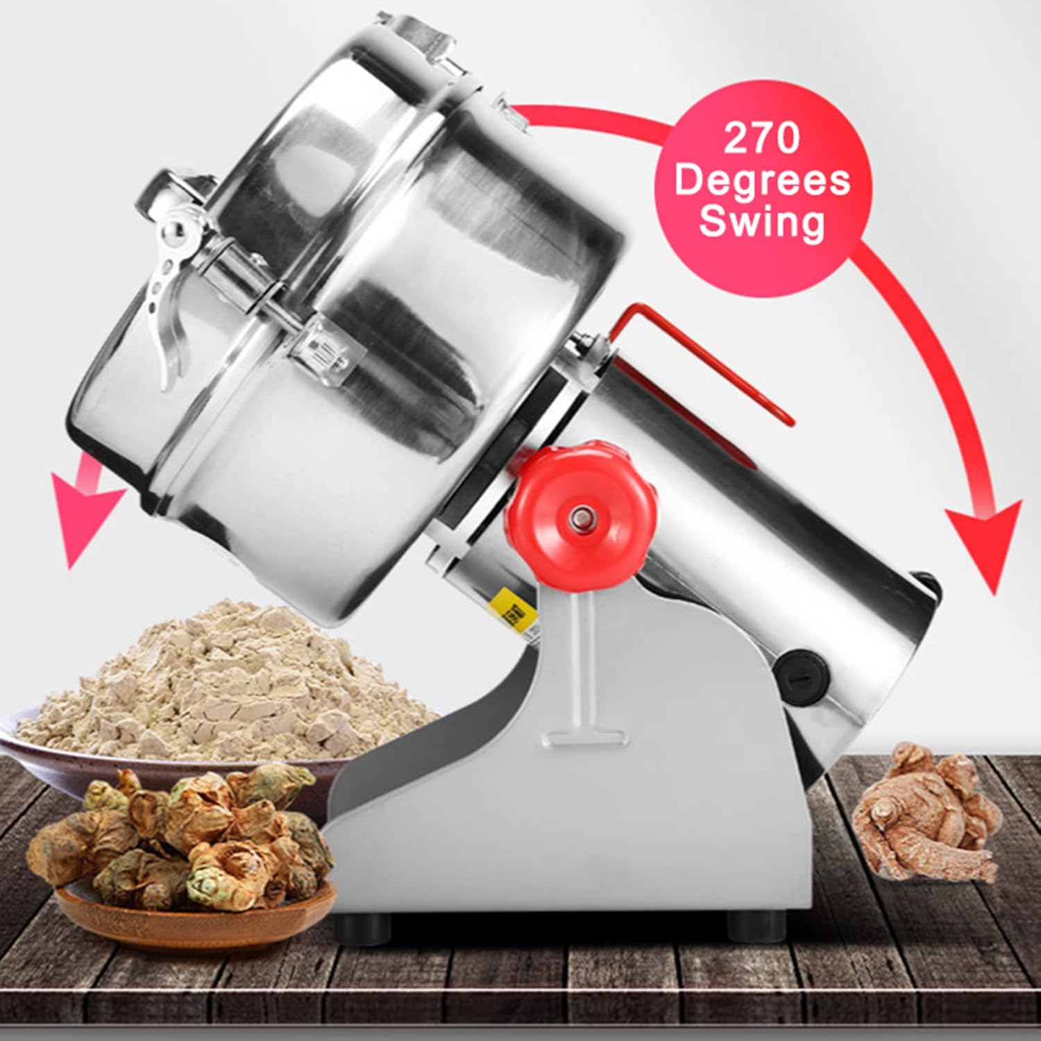 Electric Grain Grinder Mill Stainless Steel Pulverizer Grinding Machine Commercial Cereals Grain Mill for Kitchen Herb Spice Pepper Coffee