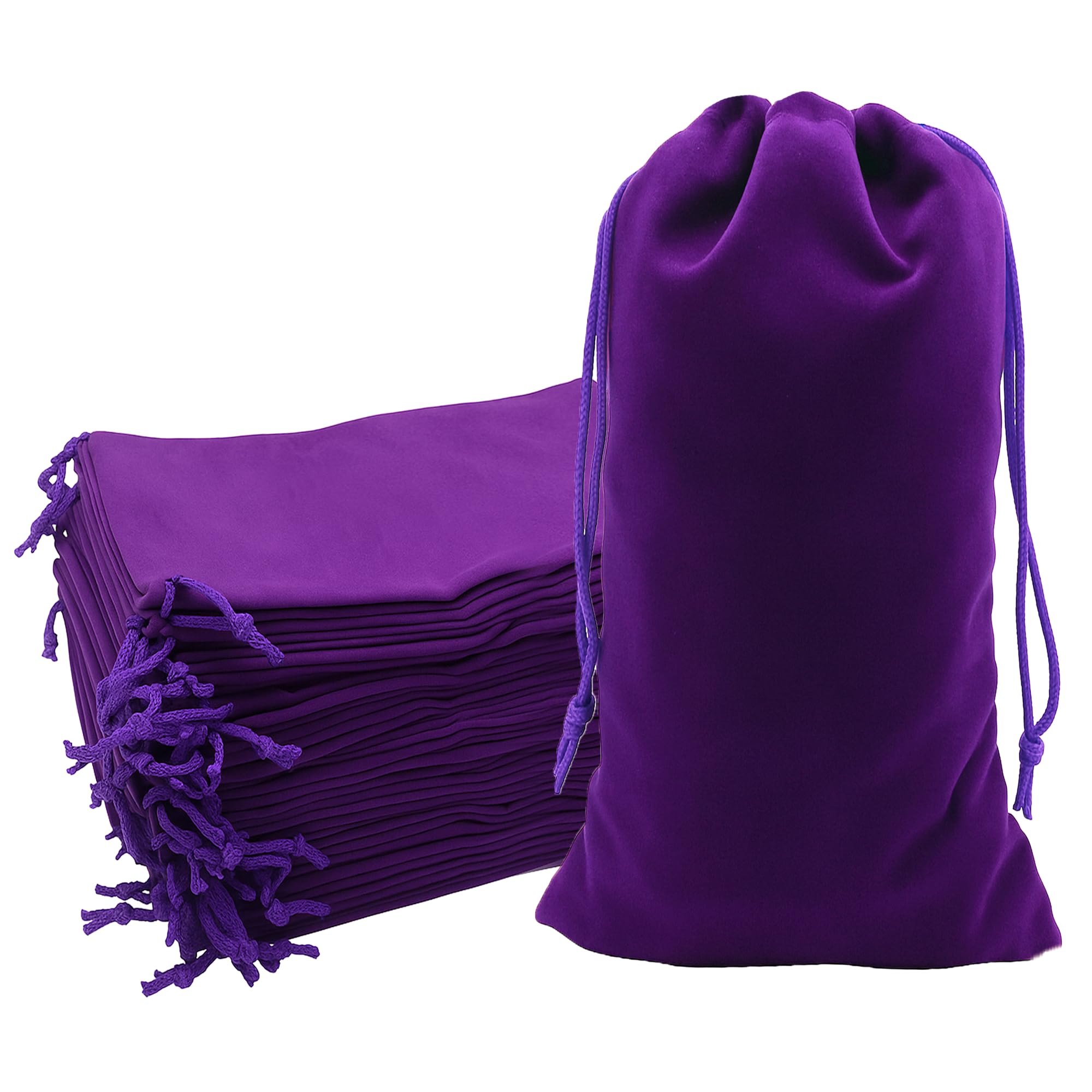 Mandala Crafts 4x10 Purple Velvet Drawstring Bags for Wine Bottle