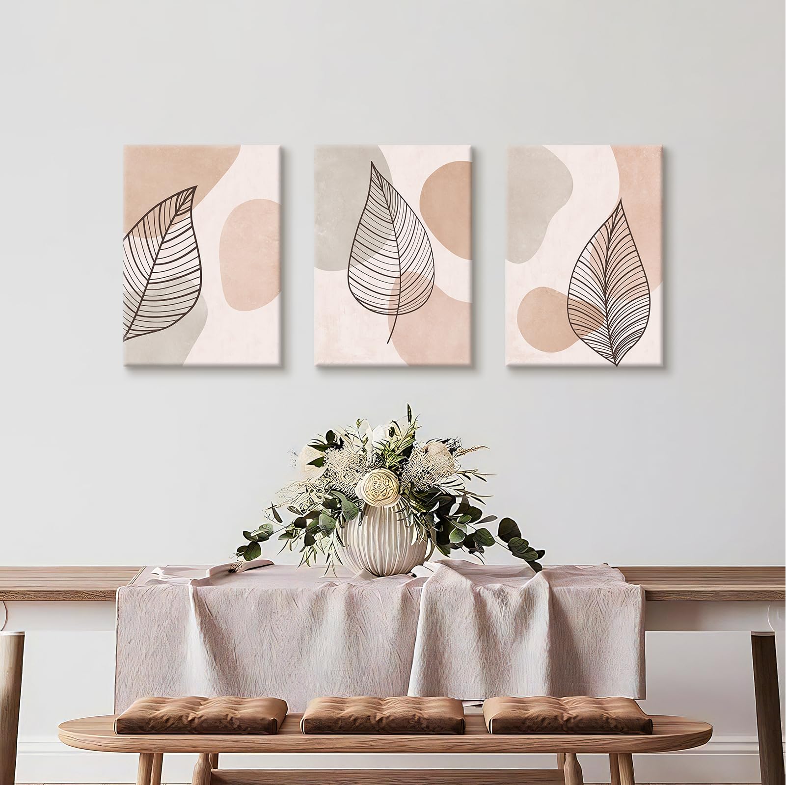 3Pcs Tableaux Muraux Marbre Or Rose Minimaliste - Impressions Sur Toile Géométrique Abstraite 30x40 Cm