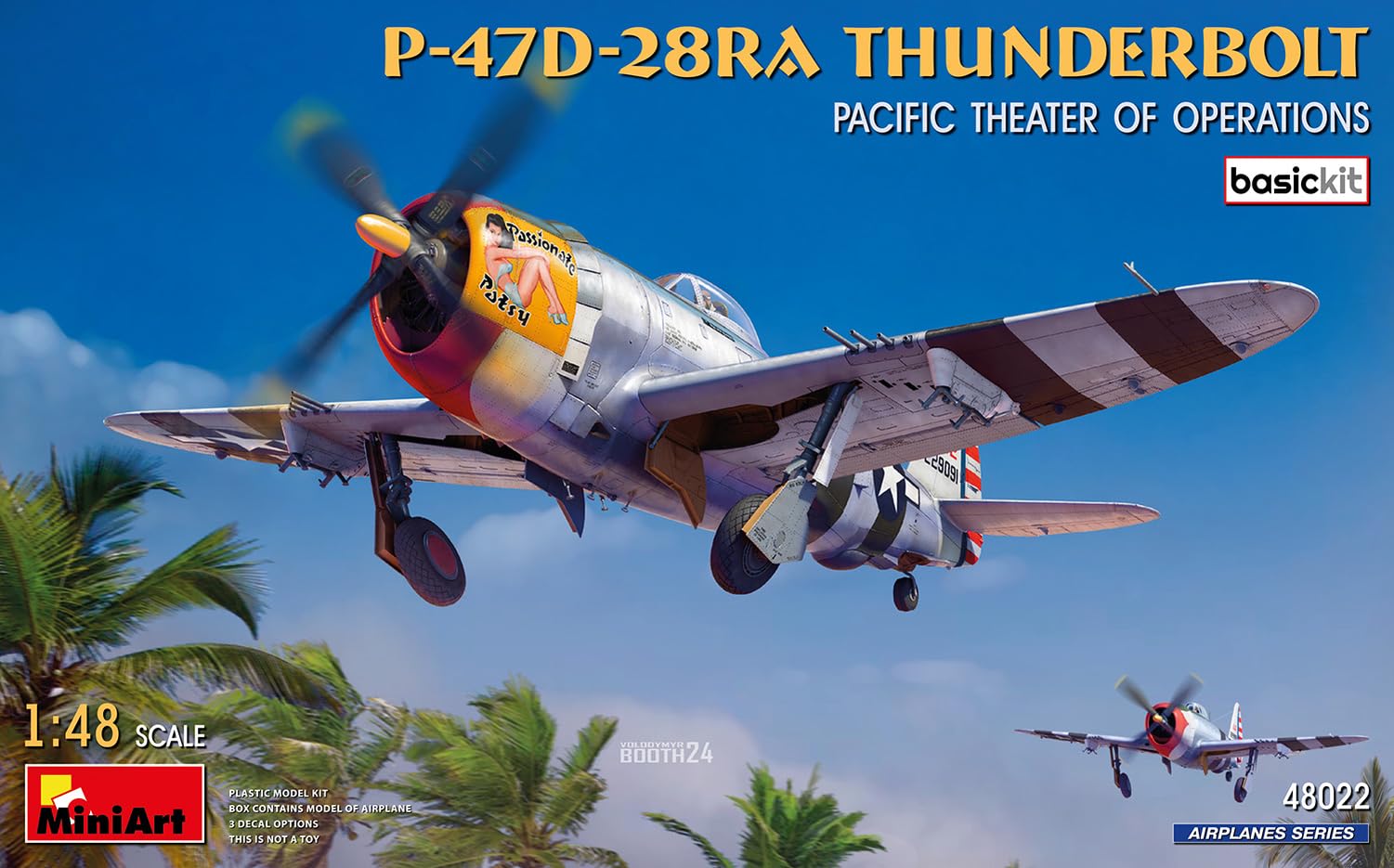 MiniArt 48022 1:48 P-47D-28RA Thunderbolt Basic Kit – Réplique fidèle à l'original, modélisme, kit de construction en plastique, bricolage, loisirs, collage, kit de modélisme, assemblage, non laqué