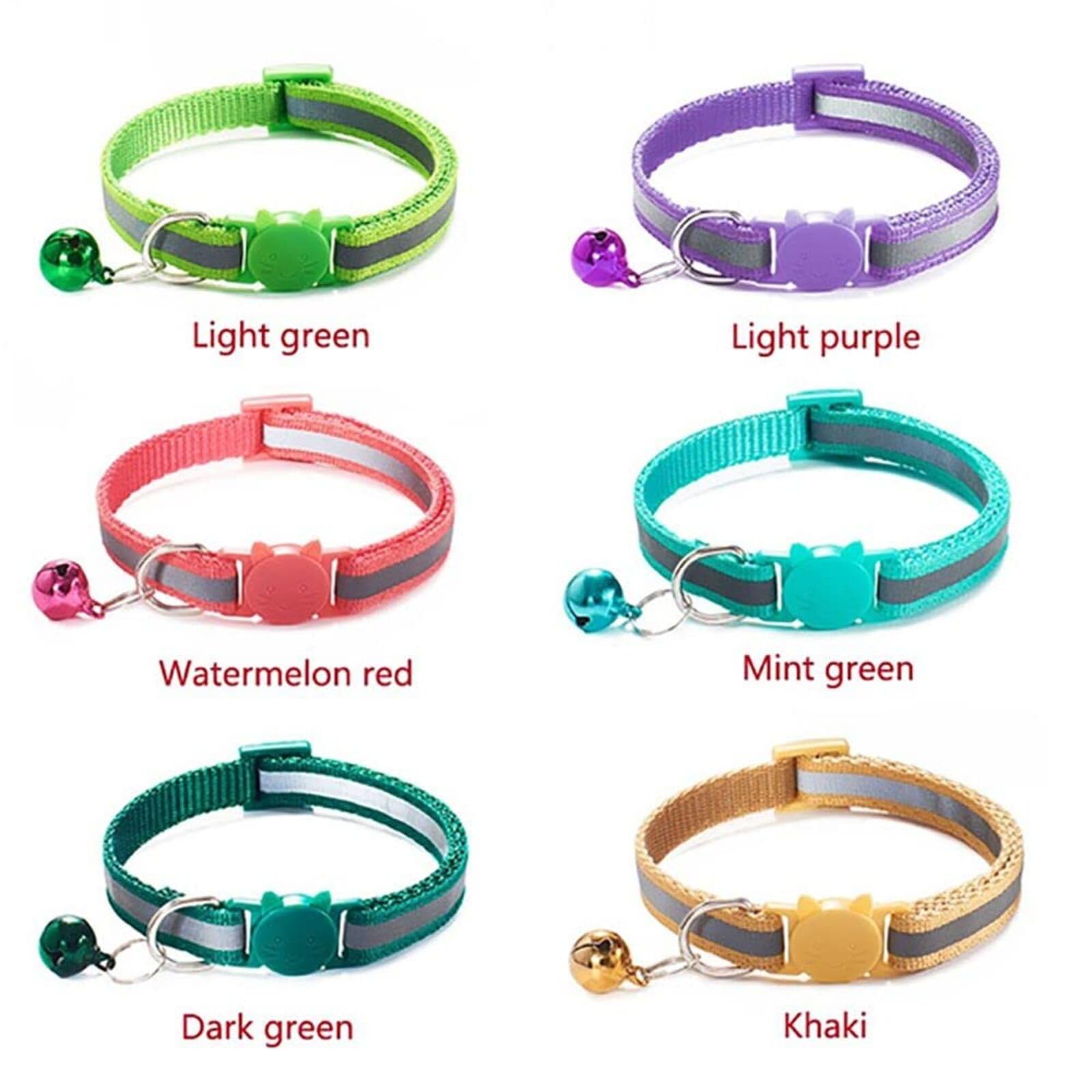 CVNRCLP Set of 3 Adjustable Reflective Cat Collars - Enhanced Safety with Quick Release Buckle & Bell - Bright Yellow - Image 3