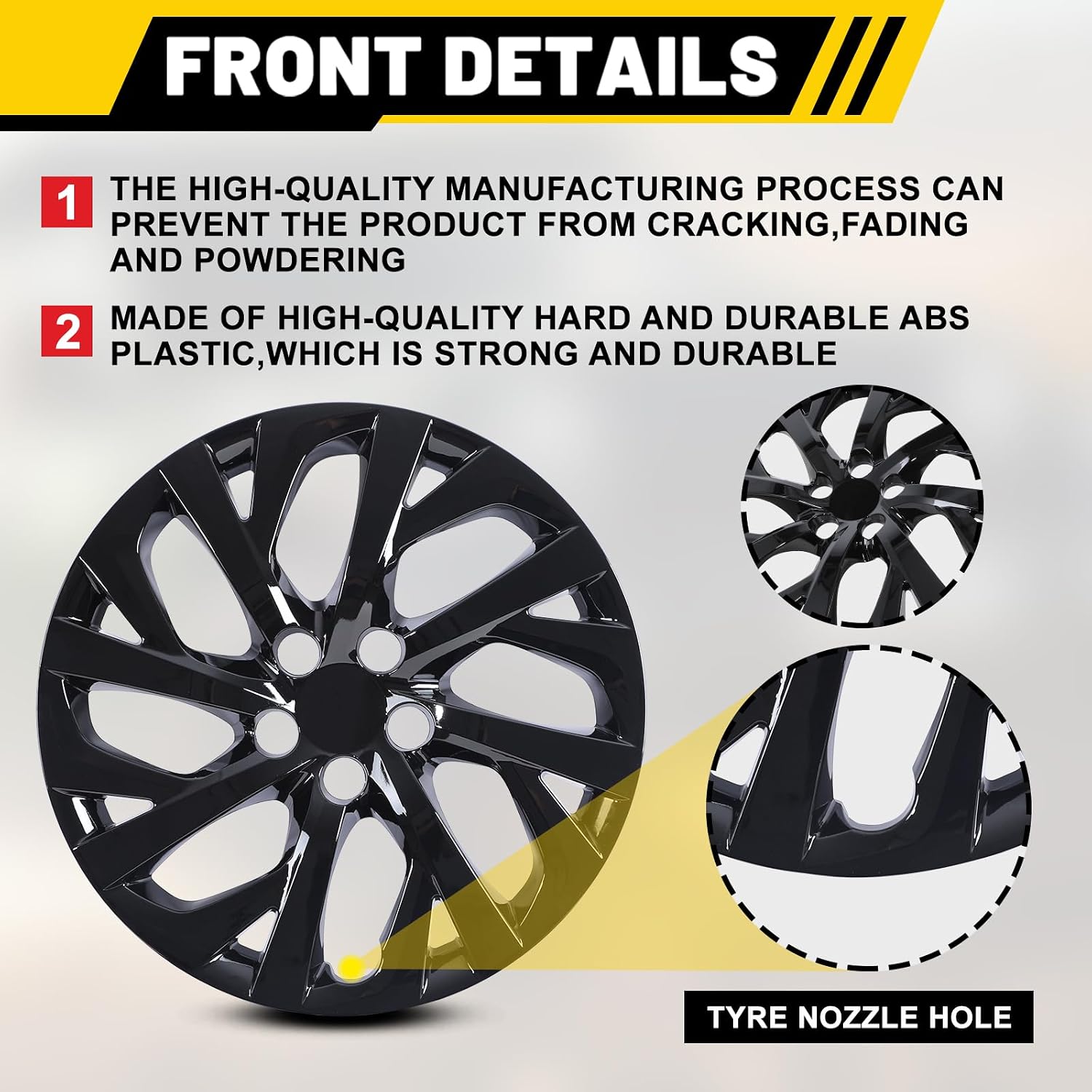 16" Hubcaps Wheel Rims Cover Compatible for 2009-2014 Toyota Matrix, 2009-2024 Toyota Corolla Steel Wheels, Snap On Installation ABS+PC Set of 4 (16-Inch, Black Lacquer Color) 42602-02520