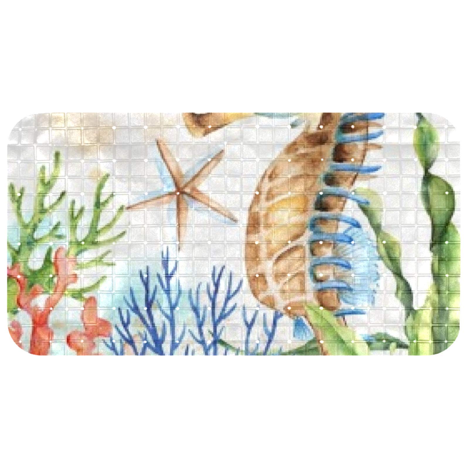 Tapis de bain antidérapant Hippocampe 37,3x68,3 cm à ventouses