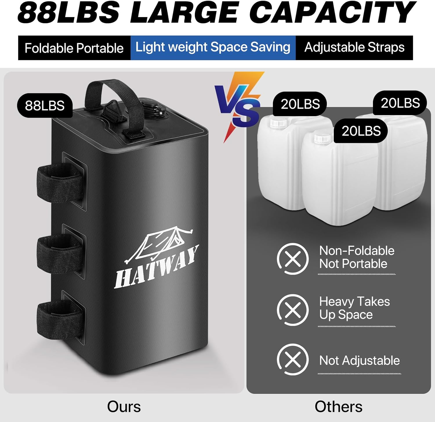 Black 88 lbs PVC Water Weight Bags for Canopy and Tent