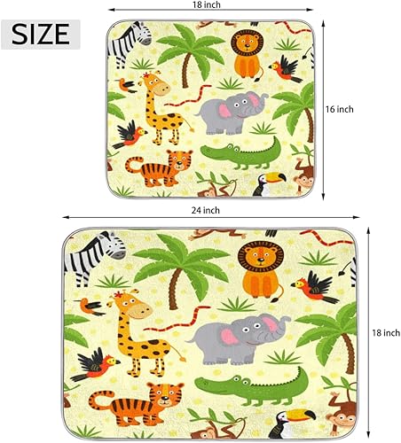Miniatura 2 de Animals Pattern Dish Drying Mat 16x18 Inch Absorbent Reversible Microfiber Dish for Kitchen Coffee Bar Countertop