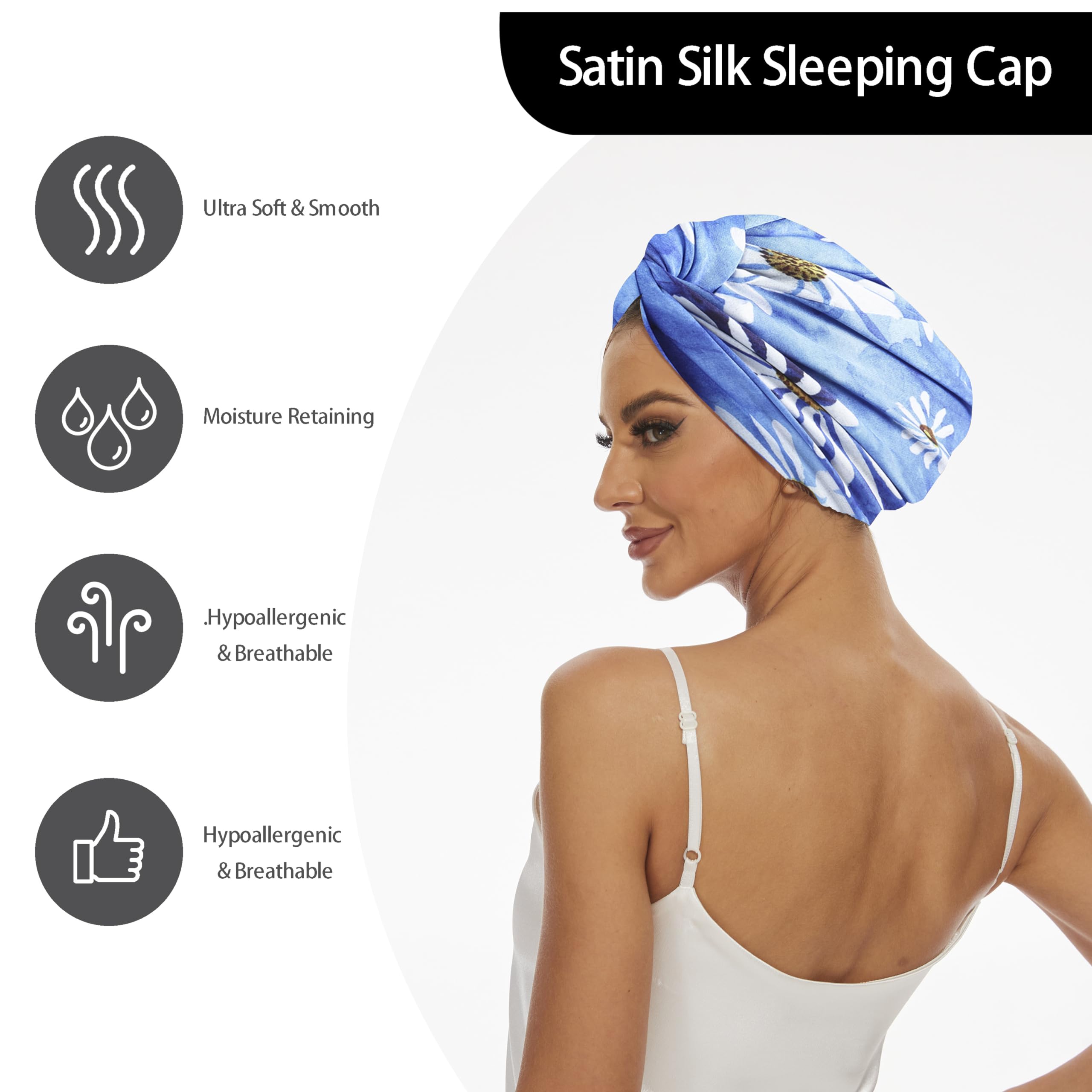 Amazon.com: Adjustable Silk Satin Bonnet for Sleeping Hair  display picture 2