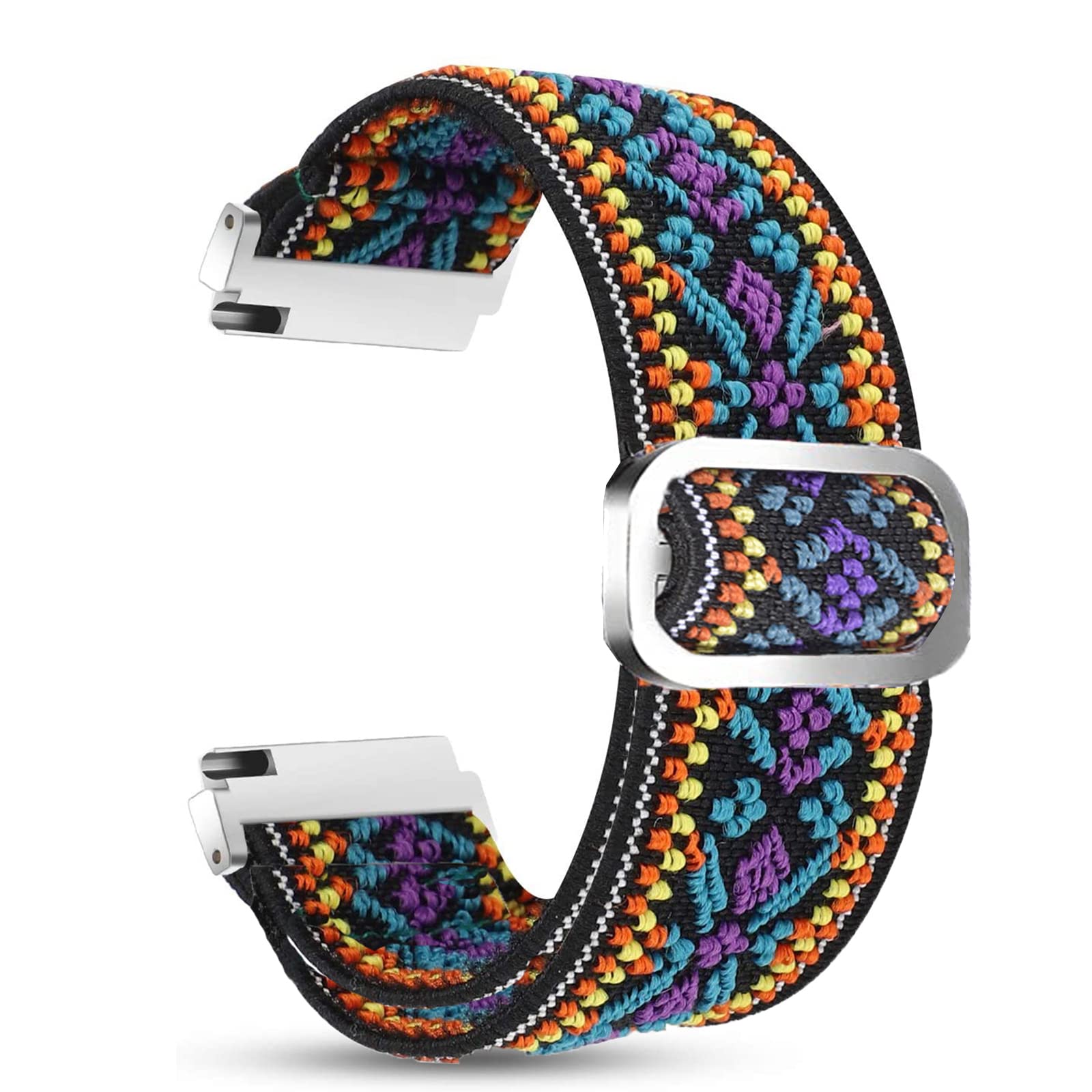 Blueshaweu for Garmin Forerunner 165 20mm Quick Release Stretch Elastics Nylon Adjustable Replacement Strap Accessories Compatible for Garmin vivoactive 5/Forerunner 165,245,55,645/venu (Purple Blue) - Image 3