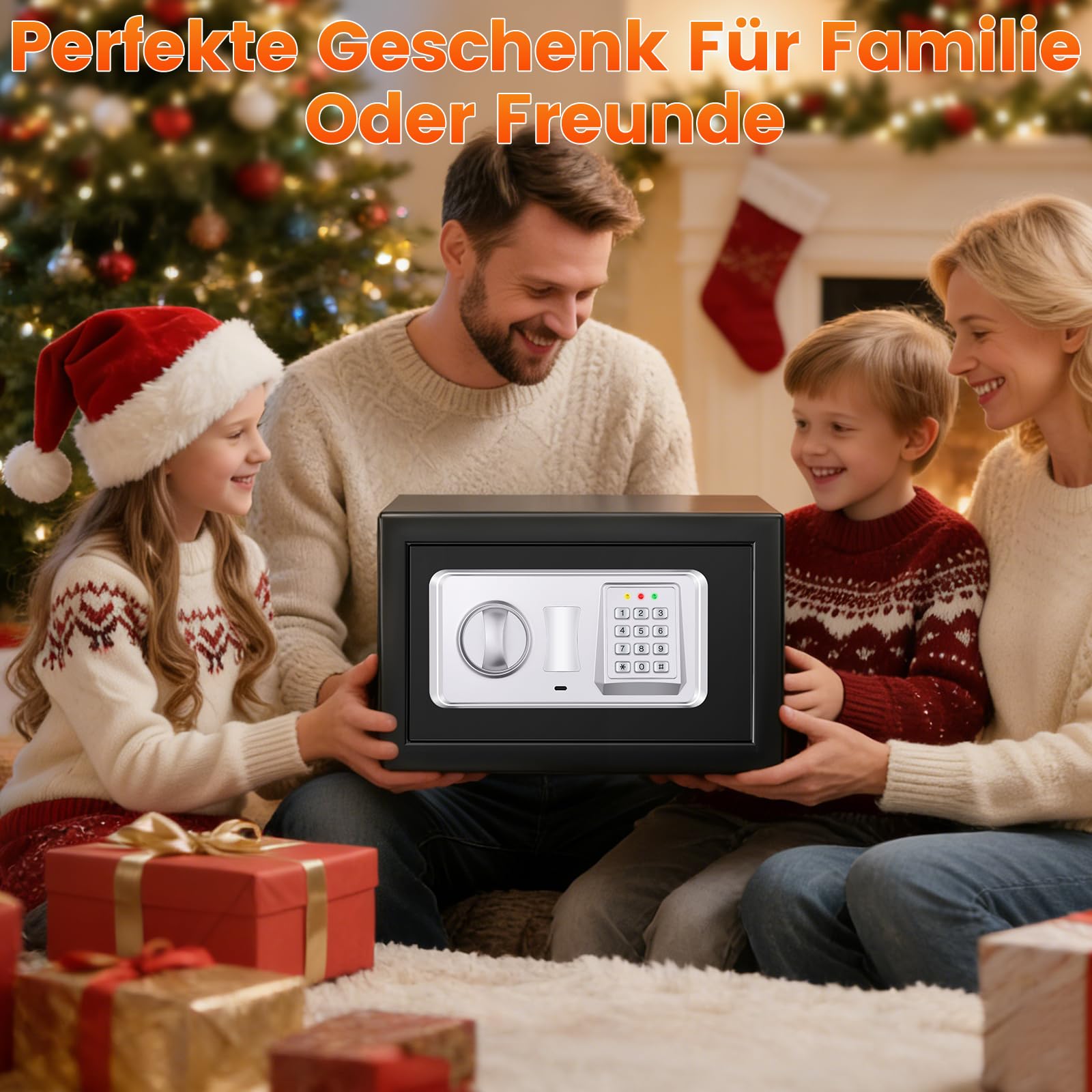 Mejasg Safe Tresor für Zuhause mit Feuerfester Tasche, 15L Digitaler Tresor Klein mit USB-C-Anschluss, Alarmmodus und Silent-Modus, Wandtresor Möbeltresor für Schmuck Bargeld Medikamente Dokumente