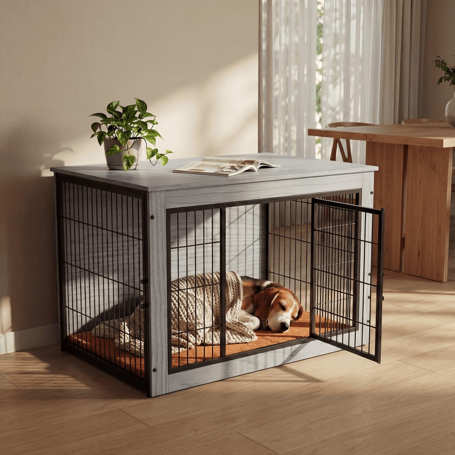 Amazon.co.jp: Alebert 犬 ケージ ペットケージ 木製 犬サークル