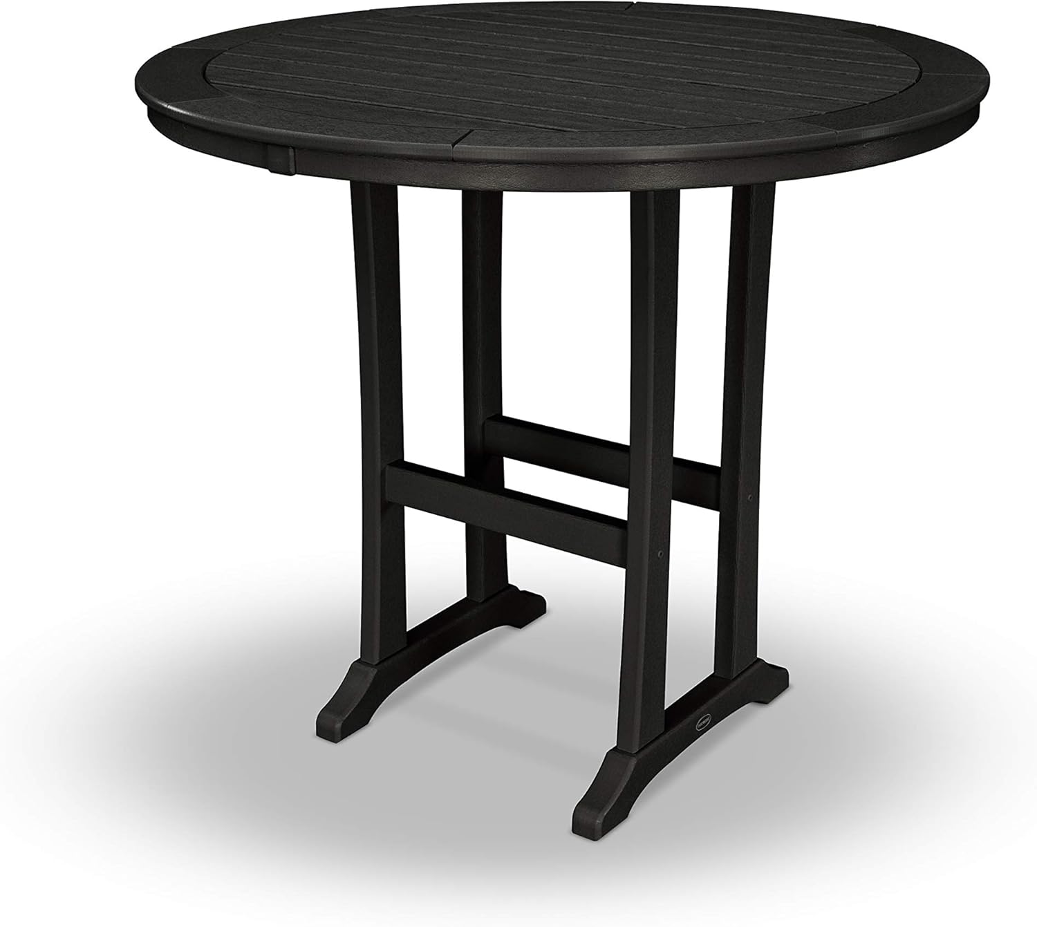POLYWOOD® Nautical Trestle 48" Round Bar Table in Slate Grey