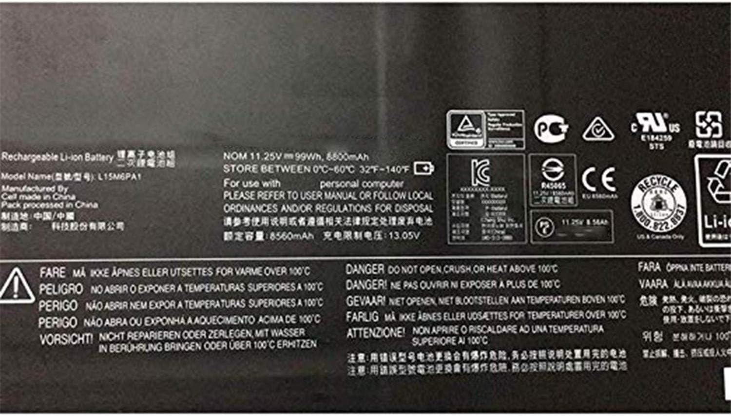 L15M6PA1 Laptop Battery Replacement for Lenovo L15M6PA1 Series(11.25V 99Wh)