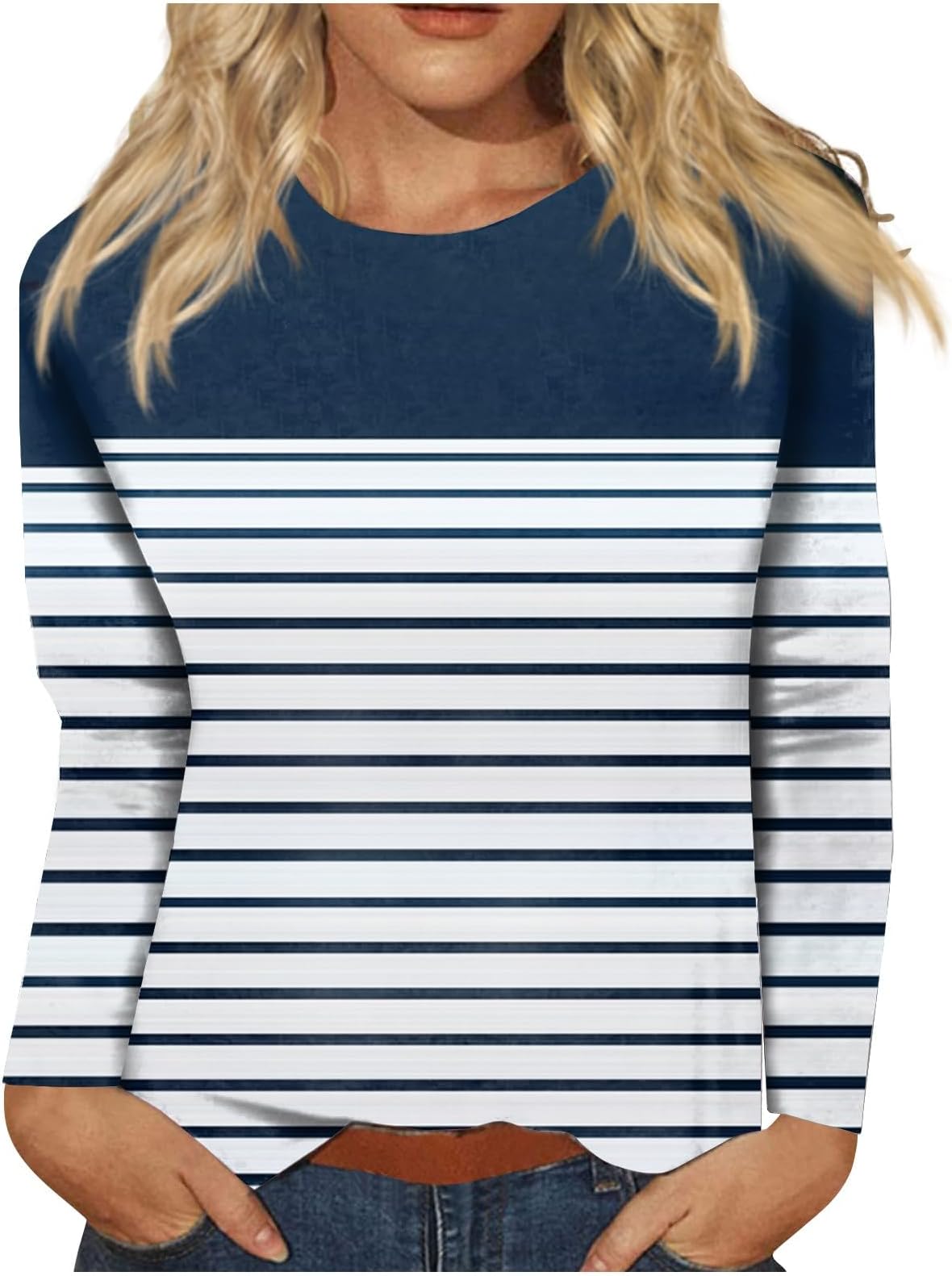 KEXIMIXUEY2k Top Plus Size Work Comfy Elegant Tops Three Quarter Sleeve Summe Blouses Print Loose Round Neck T Shirt