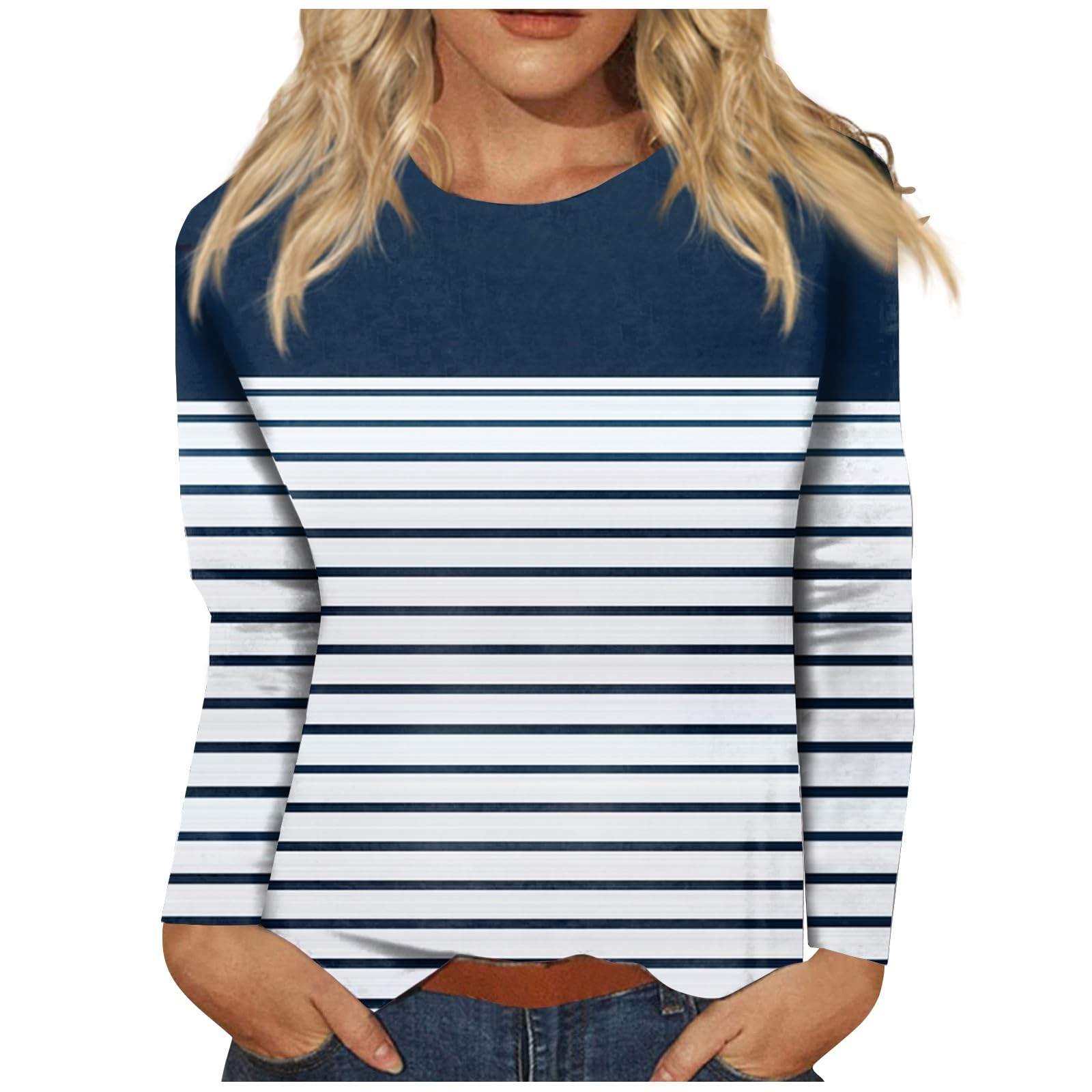 KEXIMIXUEY2k Top Plus Size Work Comfy Elegant Tops Three Quarter Sleeve Summe Blouses Print Loose Round Neck T Shirt