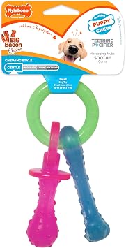 Nylabone Puppy Pacifier Chew Toy, Teething Toys for Puppies, Bacon Flavor, Small - Up to 25 lbs, 1 Count