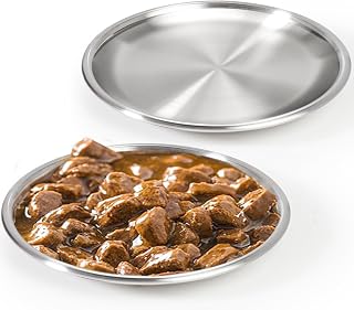 Harhana Stainless Steel Whisker Fatigue Relief Cat Bowls for Kittens & Small Pets - Shallow 2 Sets, 4oz Food Water Dishes