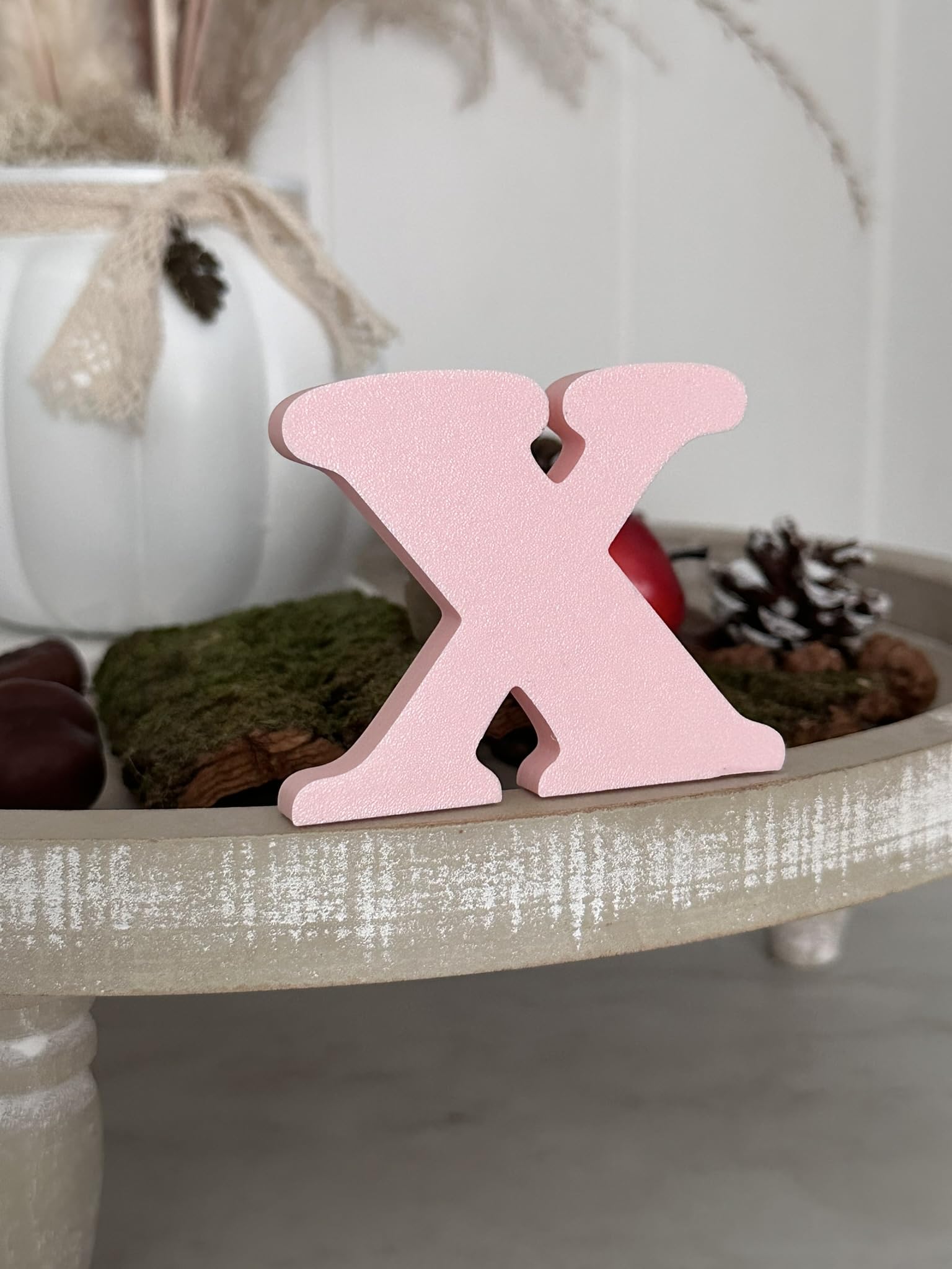 3D-Dekobuchstaben, Einzelbuchstaben von A-Z, 0-9 und &, für individuelle Schriftzüge, Namen und Wörter; Hochzeit, Geburt, Geschenke, Kinderzimmer (Rosa, X)