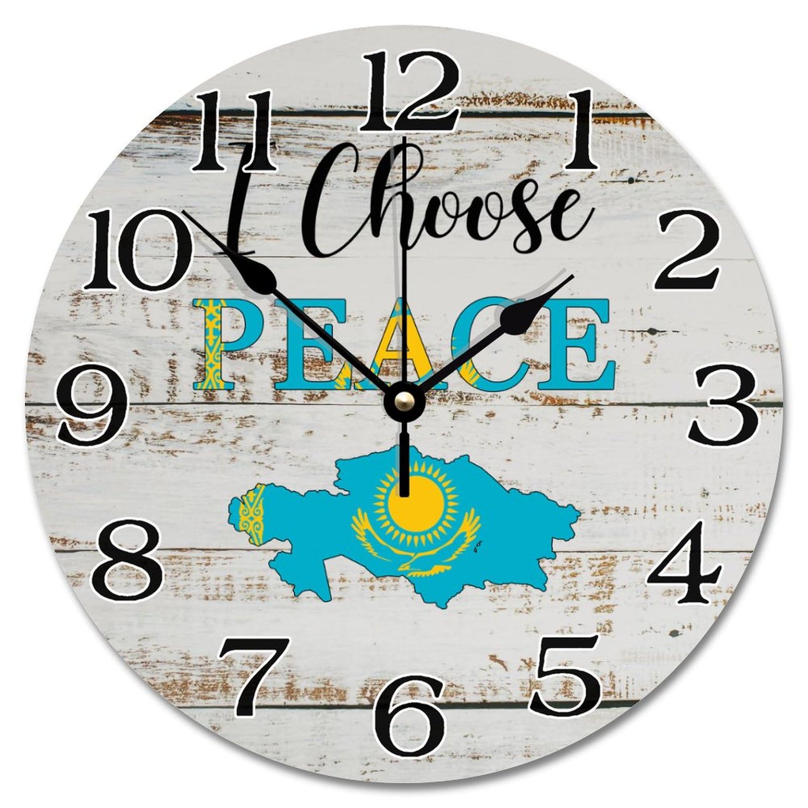 Horloge murale Kazakhstan pour salon et cuisine style vintage rustique 38cm