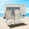 Portable Double Camping Chair with Canopy Shade,Heavy Duty Beach Chairs for Adults,Folding Beach Chair with Cooler Bag for Sports Backyard Fishing Outside(White)