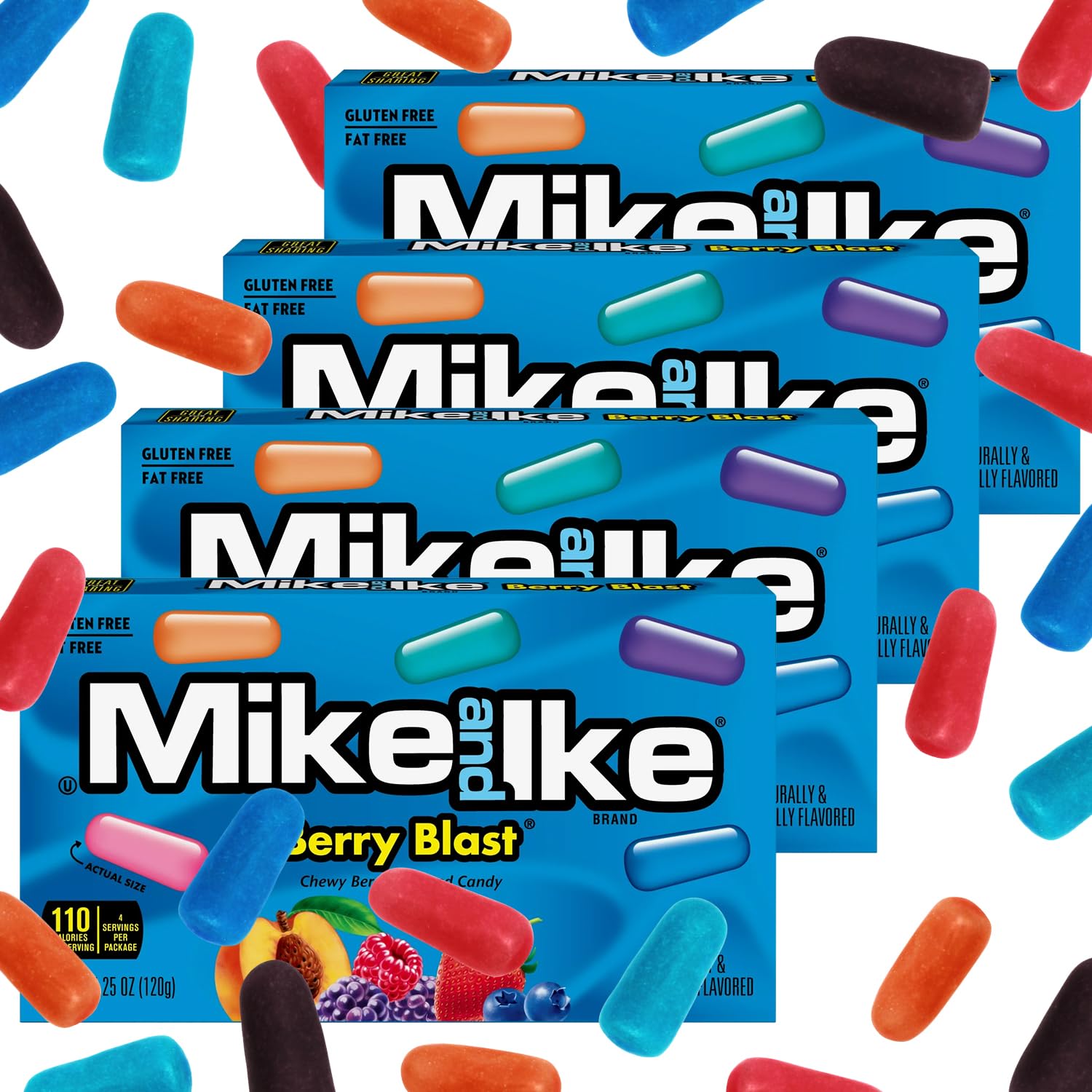 Mike and Ike Berry Blast Candy, 4 Pack of Movie Theater Candy Boxes 4.25OZ Each, Ideal Mike and Ike Candy for Your Favorite Films, Perfect Theater Box Candy for Sharing with Friends