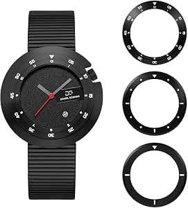 Minimalist Watch for Men with Interchangeable Bezel, Japanese Quartz Movement, Stainless Steel Case
