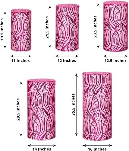 Vista 58 de Efavormart - Juego de 5 fundas de soporte para caja de exhibición cilíndrica de elastano, color negro, fundas elásticas para pilar de pedestal, 160
