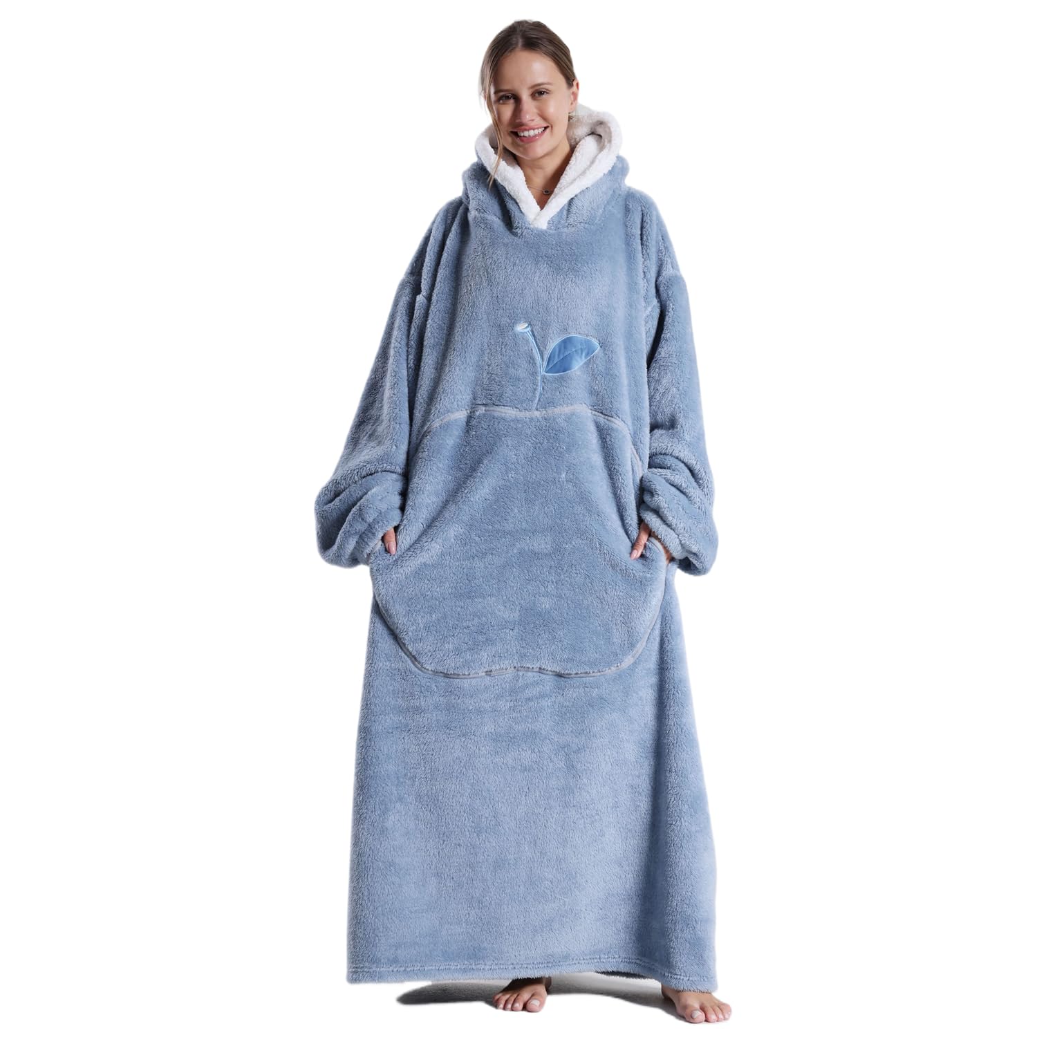 Couverture à capuche super douce adulte contre le froid hivernal bleu
