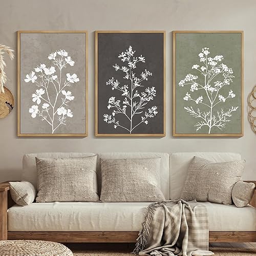 Drsoum Arte de pared enmarcado de flores, vintage, floral, minimalista, decoración para colgar en la pared, decoración de casa de campo, coloridas