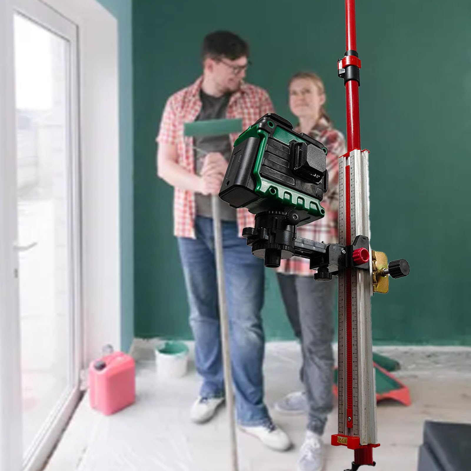 Luocute LASERY Teleskopowe 300 Cm, Biegun, 118.11 w Regulowanych Laserach LASERY POZIOMU ZAWÓRZY Z GÓRNĄ Płytę Stabilizatora do Obrotowej i Linii, Zagęszczone Montażka do Montażu