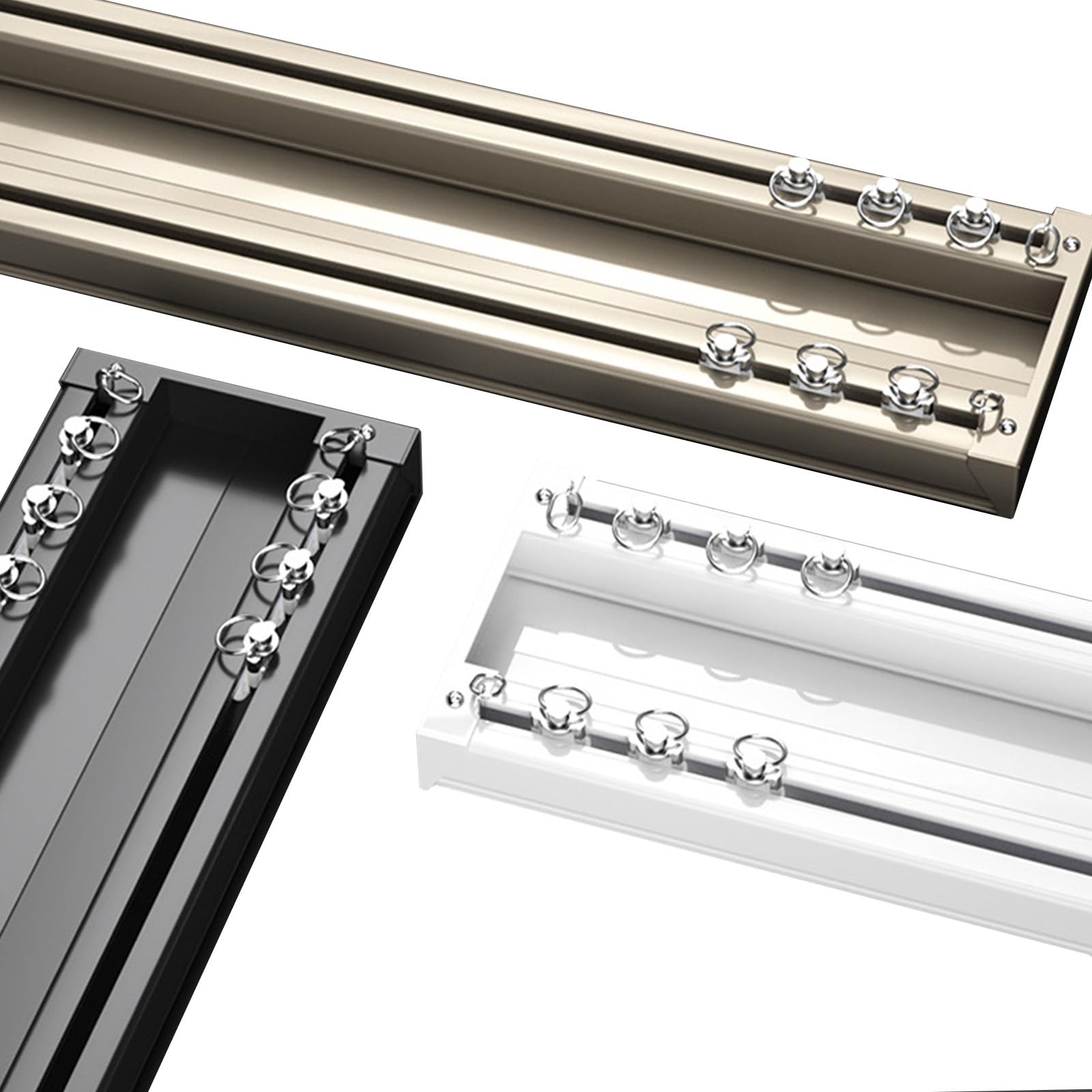 Riel Para Cortinas De Techo De 5 Metros - Negro Robusto Y Fácil De Instalar, Sistema Versátil Para Ventanas Grandes Y Divisor De Ambientes