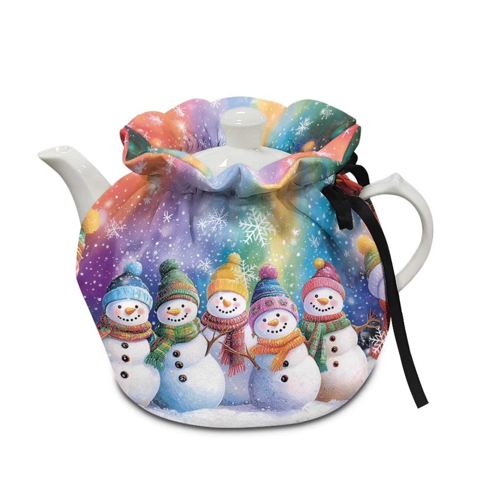 Generic Snowmen Breakfast Pot Cover Tea Kettle Lid Teapots Dust Cover Insulated Colourful Portable Breakfast Warmer for Home Kitchen for Home Table Restaurant Decorative Accessories