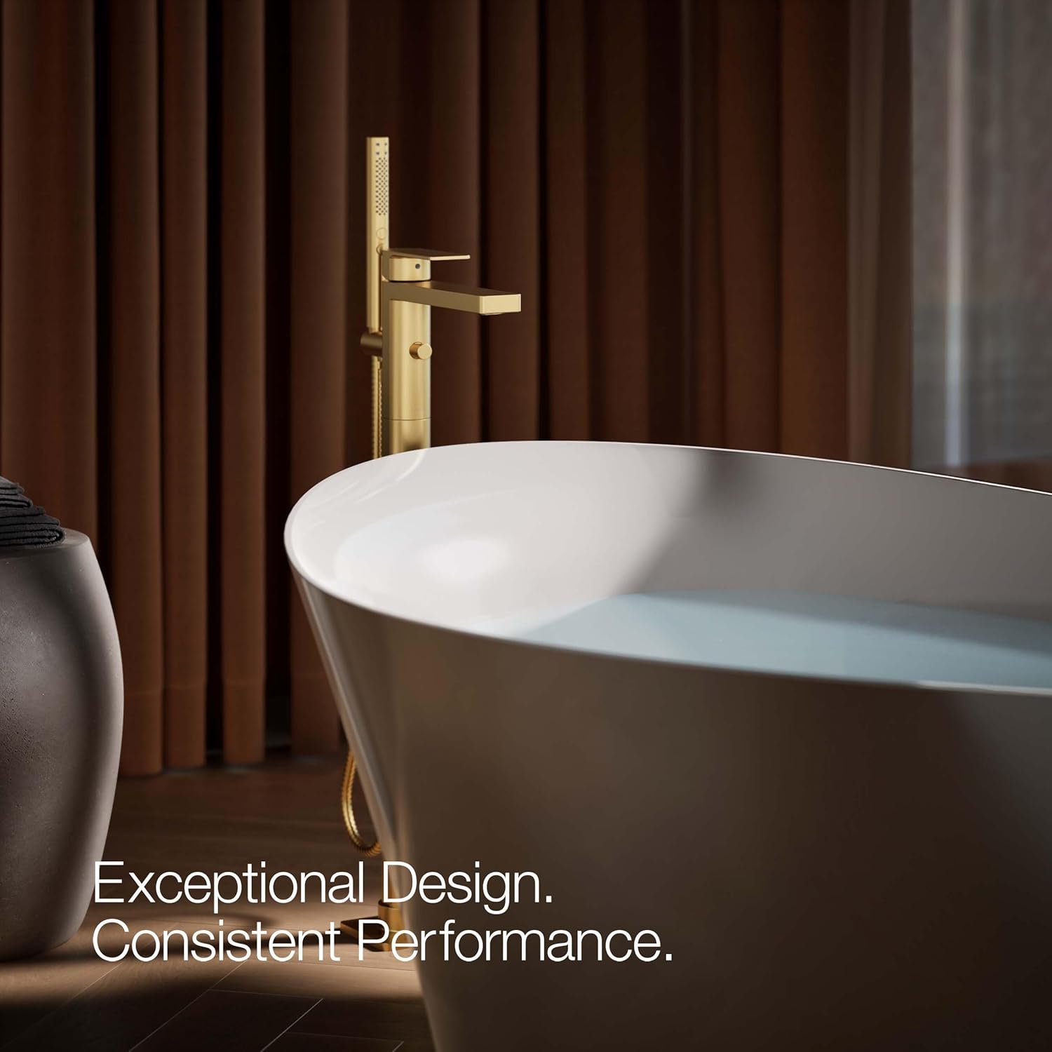 Vibrant Brushed Moderne Brass Freestanding Bath Faucet