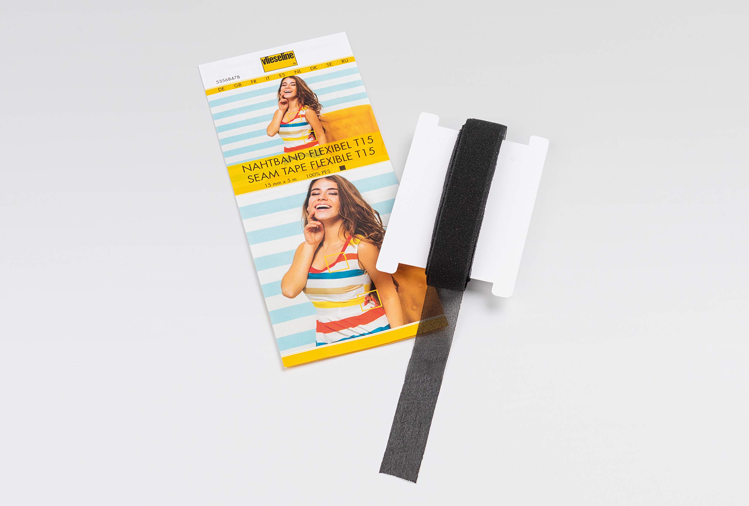 Flexible Seam Tape T15 SB, 100% Polyester, Black, 15 mm x 5 m