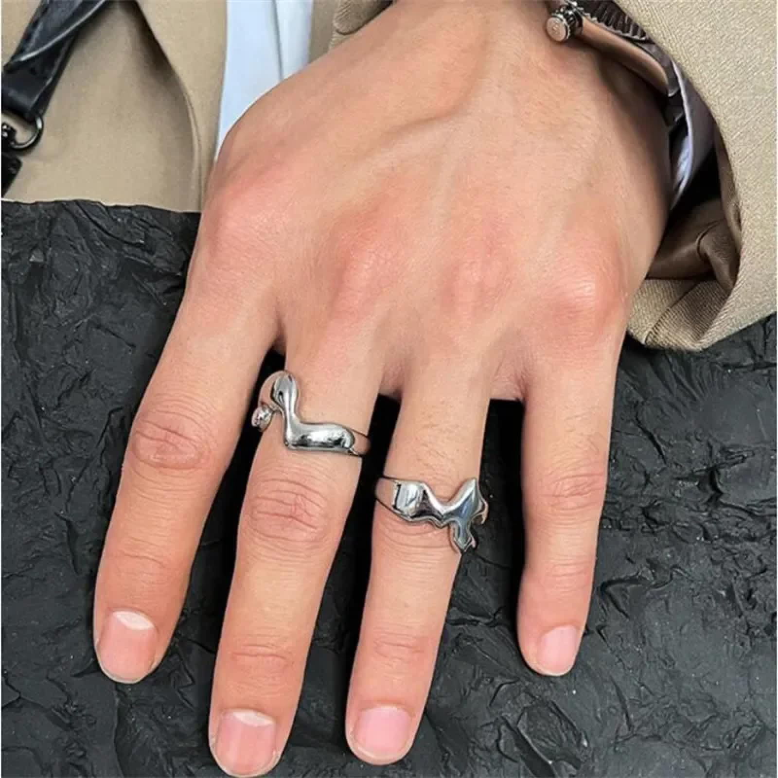 Ring Ringe Damen Bijouterie Herren Liquid Lava Ring Paar Unregelmäßige Ins Minimalist Hip-Hop Mode All-Match Set Schmuck Accessoires