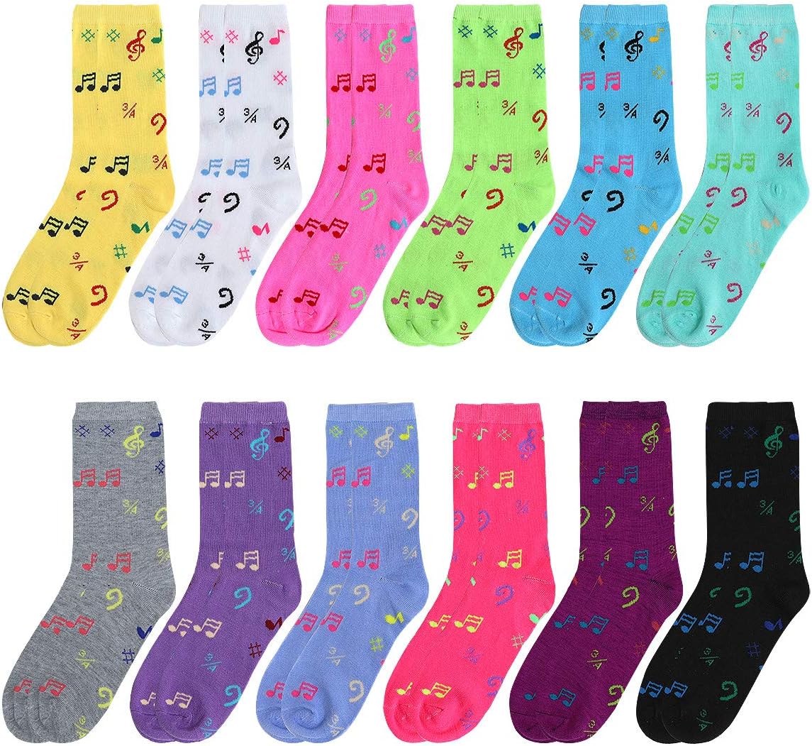 Falari 12 Pairs Women's Cotton Crew Socks Assorted Colors - Image 2