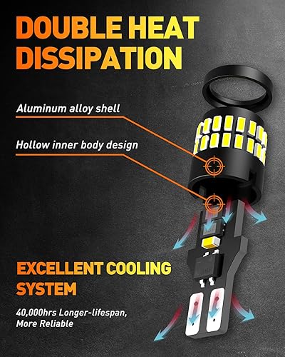 Miniatura 7 de OXILAM Bombilla LED 912 921 mejorada, luces de marcha atrás, bombillas de respaldo para automóvil, brillo 300% más alto, 6000 K, blanco, tamaño