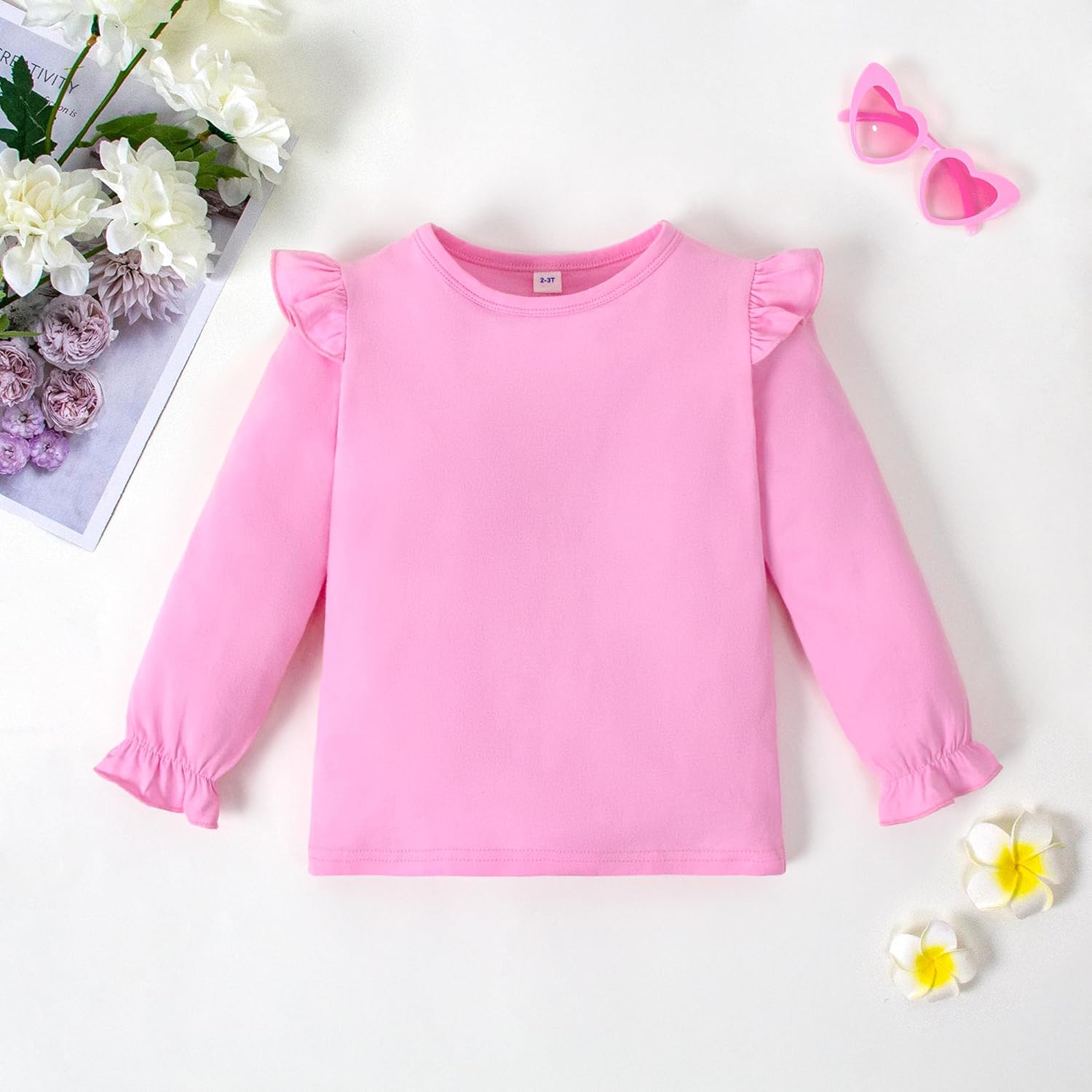 LYSMuch 1-7T Toddler Baby Girls Blouse Long Sleeve Ruffle Shirt Solid Top Clothes - Image 3