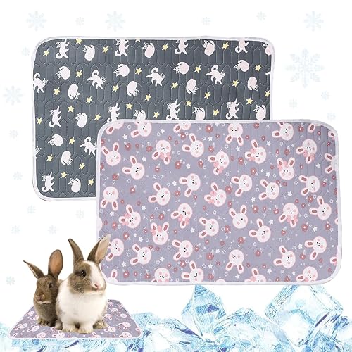 KASESSS 2PCS Small Pet Cooling Mat, 40x30cm Rabbit cooling Mat, Rabbit Cooling Pad Bite Resistance, Soft and Comfortable Cool Mats for Rabbits, Guinea Pig, Hamster, Stay Cool This Summer, Pet Ice Pad