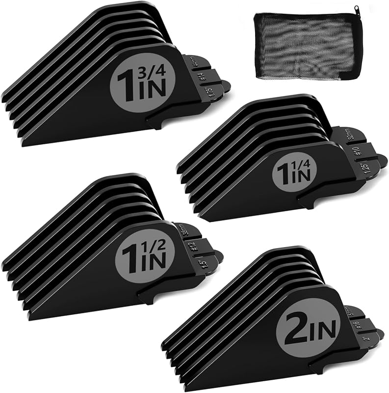 Clipper Guards Set 10 12 14 16 Compatible with Wahl Clippers, 4pcs Extra Long Clipper Guides Replacement - 2", 1.75", 1.5", 1.25" Hair Guard Clipper, Black Clipper Guards for Wahl