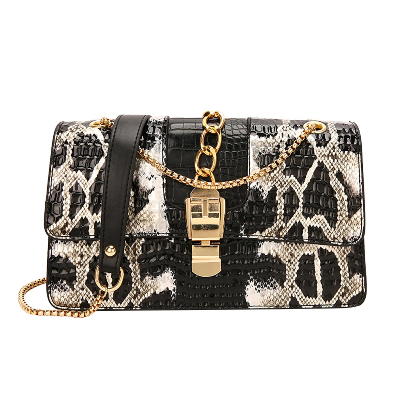 Sac à main tendance à motif de pierre polyvalent avec chaîne noire - 8