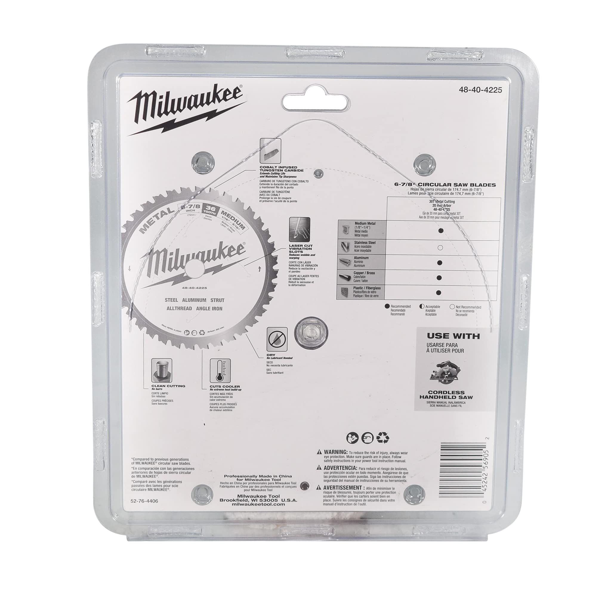 Milwaukee Kreissägeblatt 174/20mm 60Z Metall 48404225