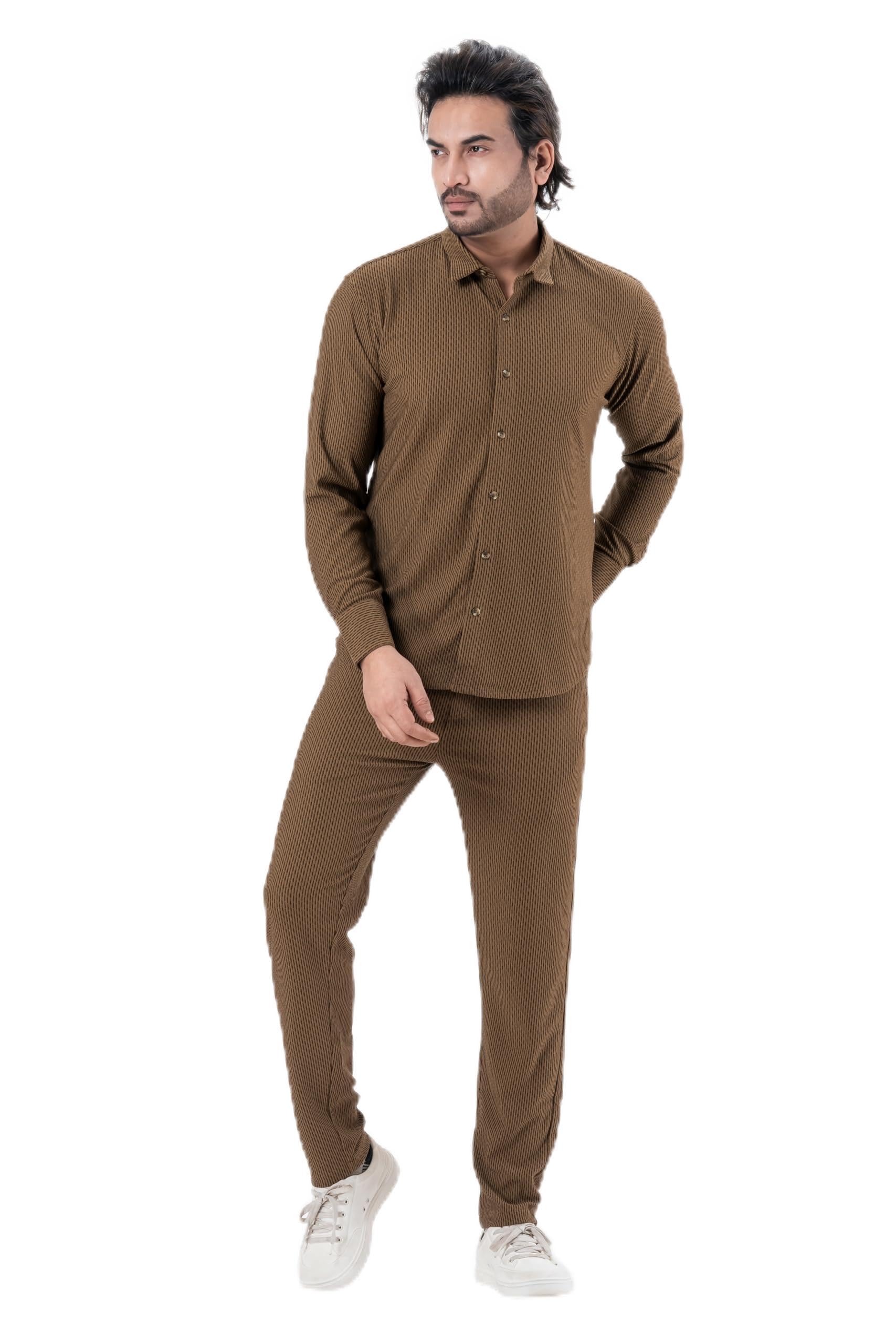 Men Co-ord Set (Shirt Pant Set) for Men, Polycotton Fabric, Regular Fit, Stylish Casual-image-0