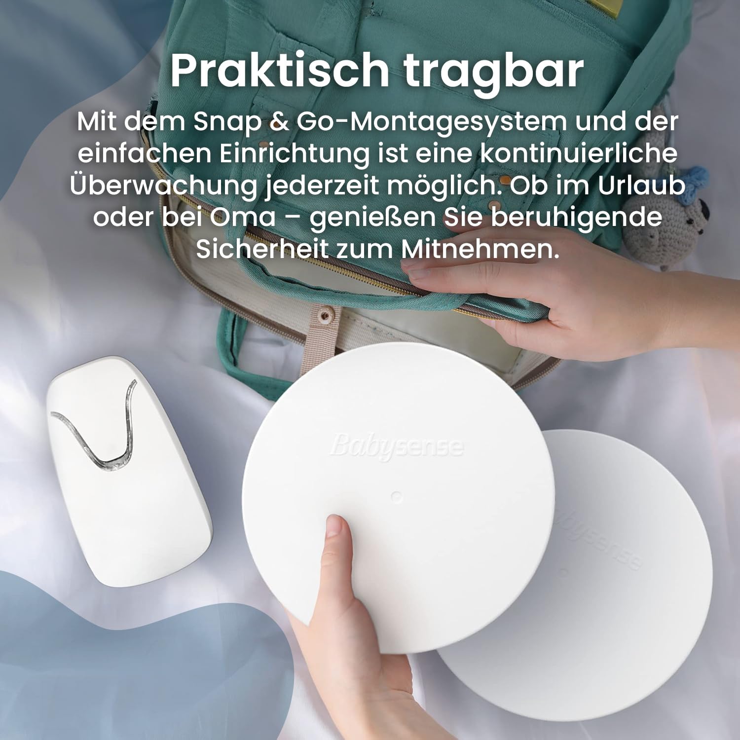 Babysense 7 Baby-Atembewegungsmonitor, Echtzeit-Warnungen, Ganzen Betts mit 2 Sensormatten