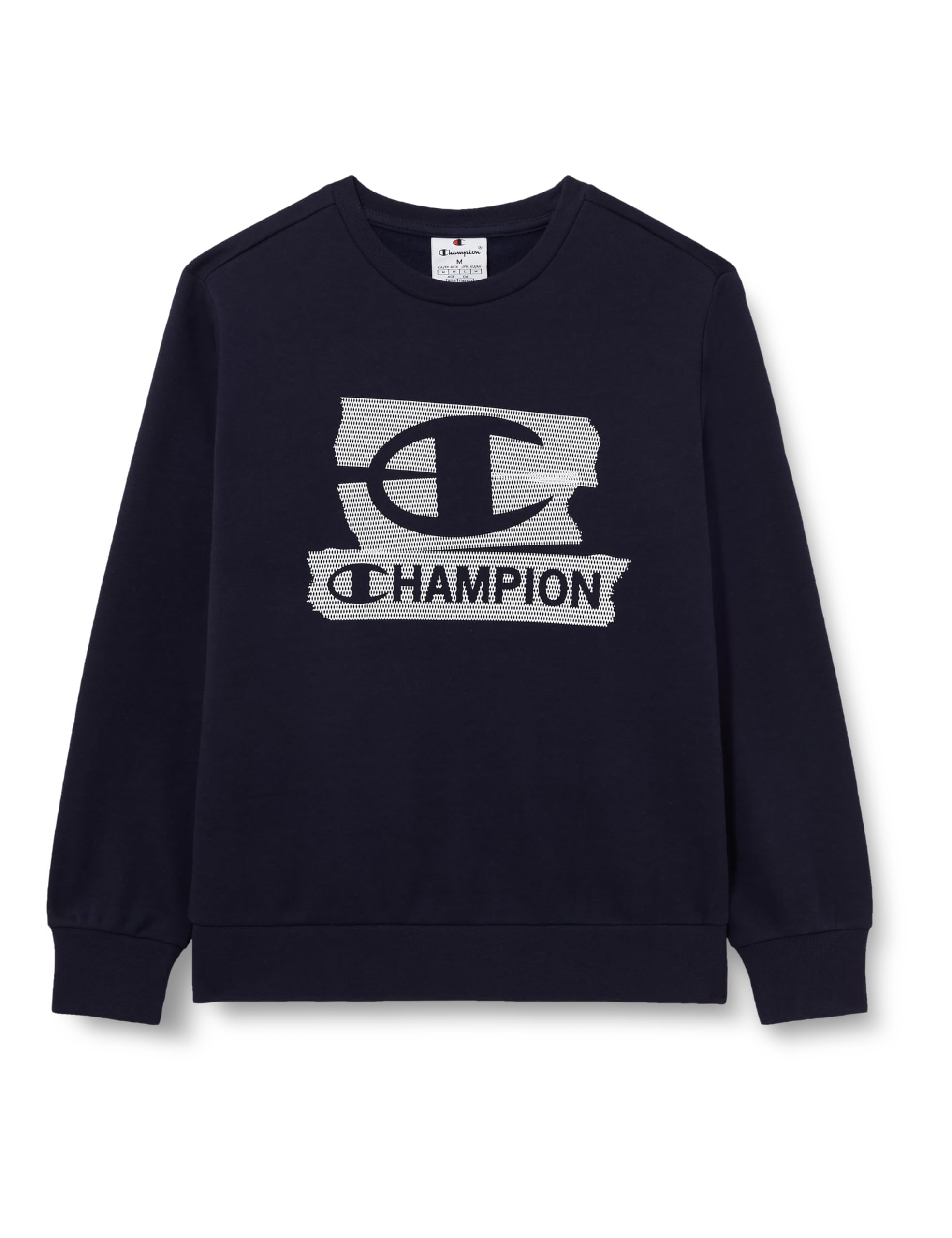 CHAMPION Boys' Crewneck Fleece Sweater with Graphic logo, large hoodie, ultra soft, warm kids pullover, front kangaroo pocket, PE School jumper