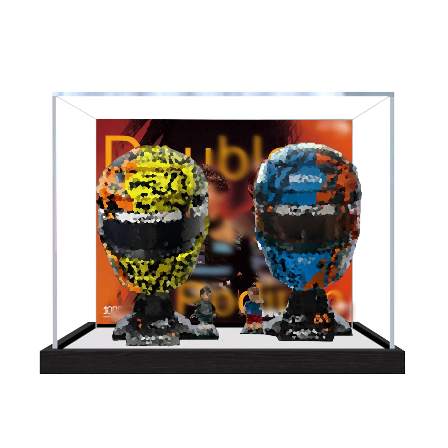 Dustproof acrylic Display Case for Le-go 43017+43023 Helmets Model-display box only (StyleC Background 3mm)