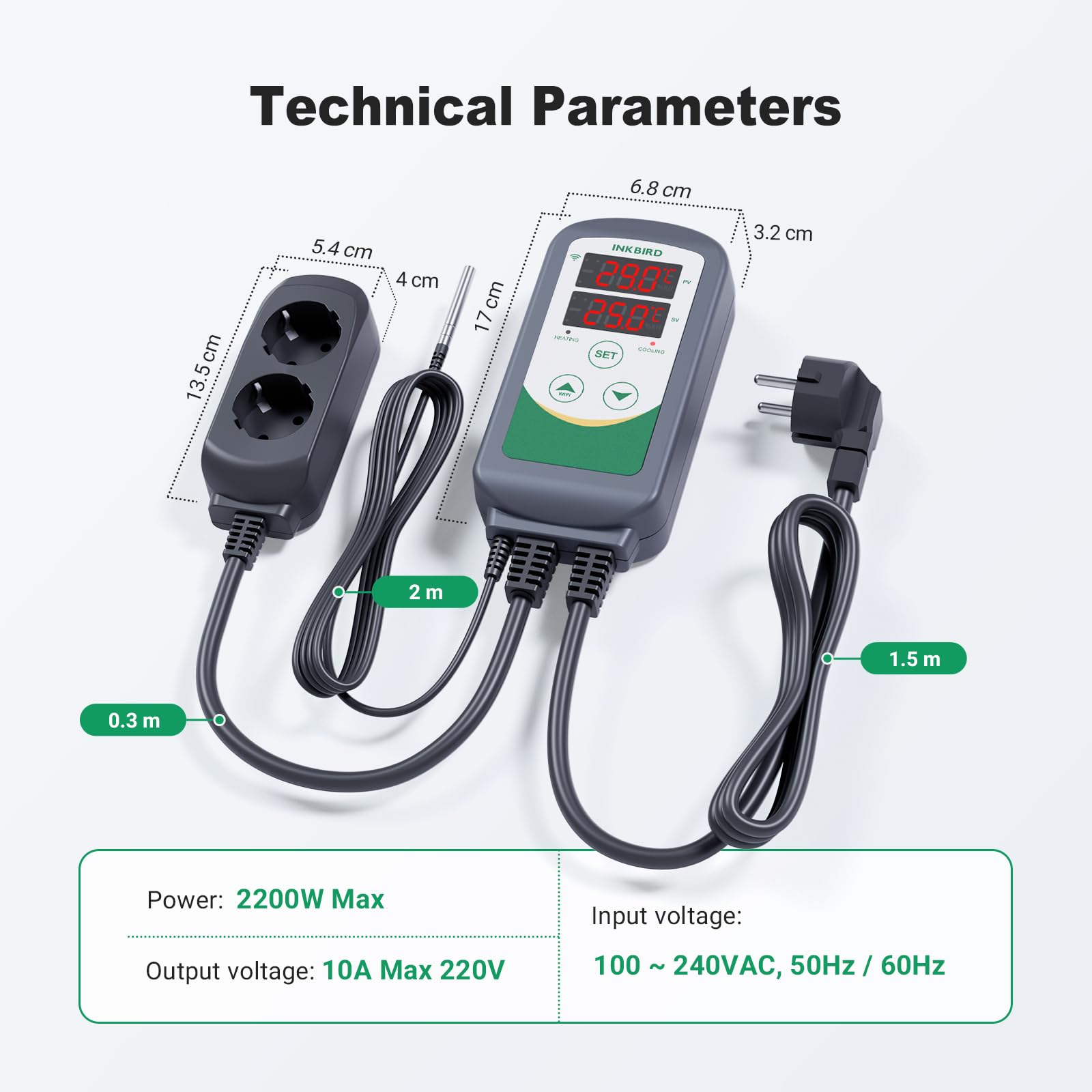 Inkbird ITC-308-WIFI Termostat chłodzenia ogrzewania, kontroler temperatury gniazda za pomocą aplikacji