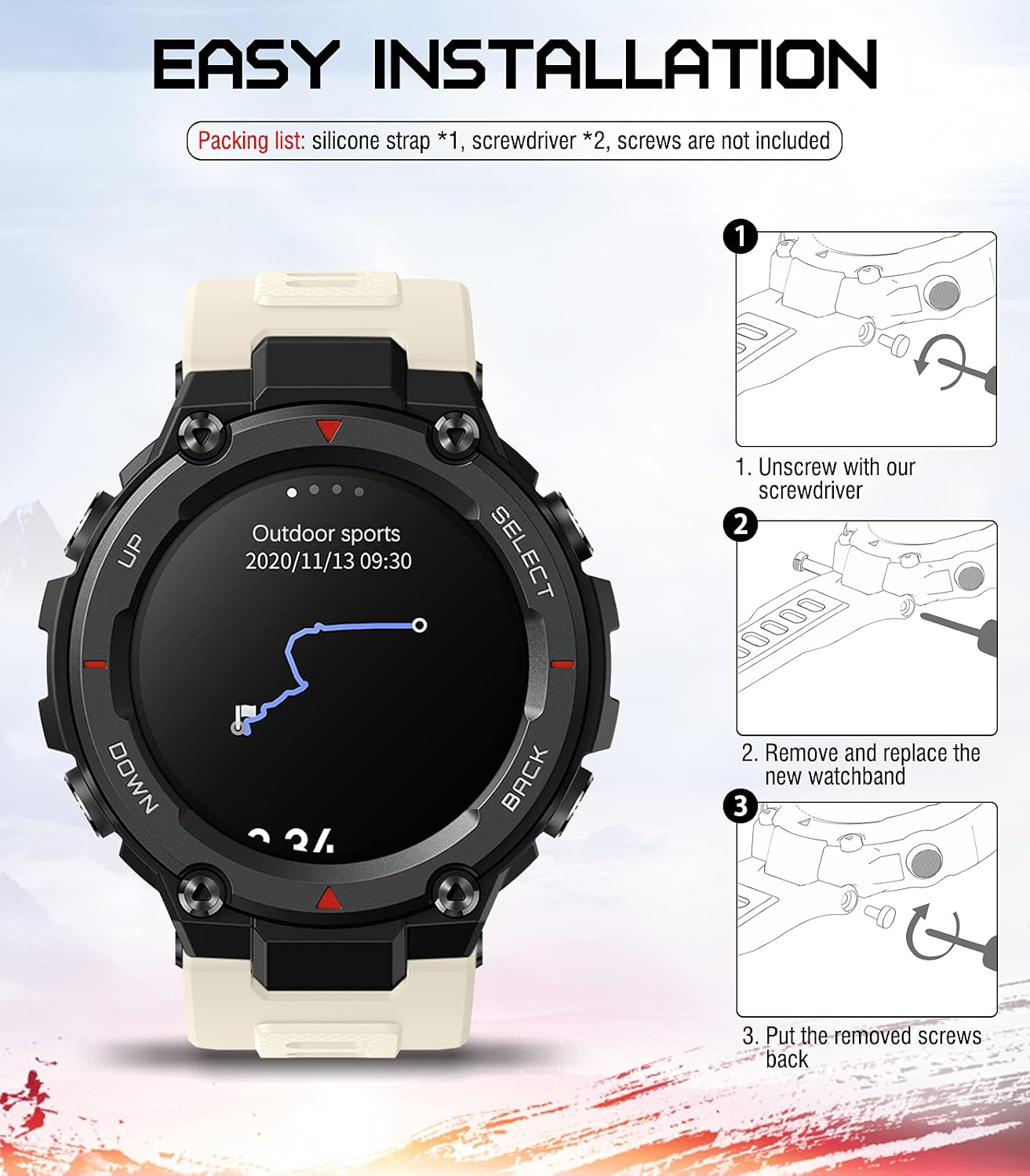 MoKo Strap Compatible with Amazfit T-Rex/T-Rex Pro Smartwatch - Image 5