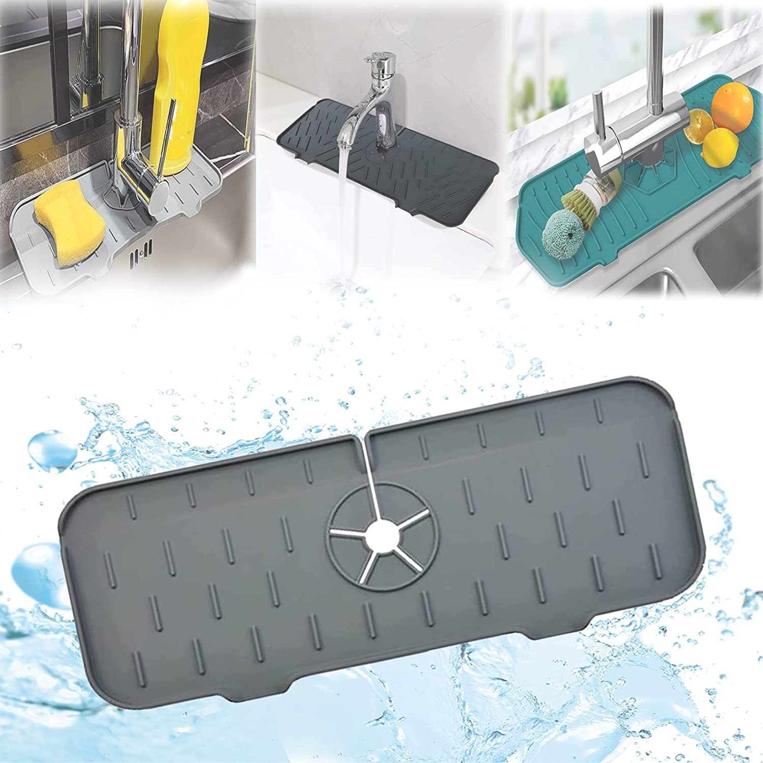 Kitchenguard Silicone Faucet Handle Drip Catcher Tray, Silicone Faucet