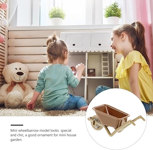 Miniatura 5 de Yardwe Carretilla en miniatura, mini carretilla para casa de muñecas, accesorios de granja, carrito de simulación, modelos de mini carretilla para