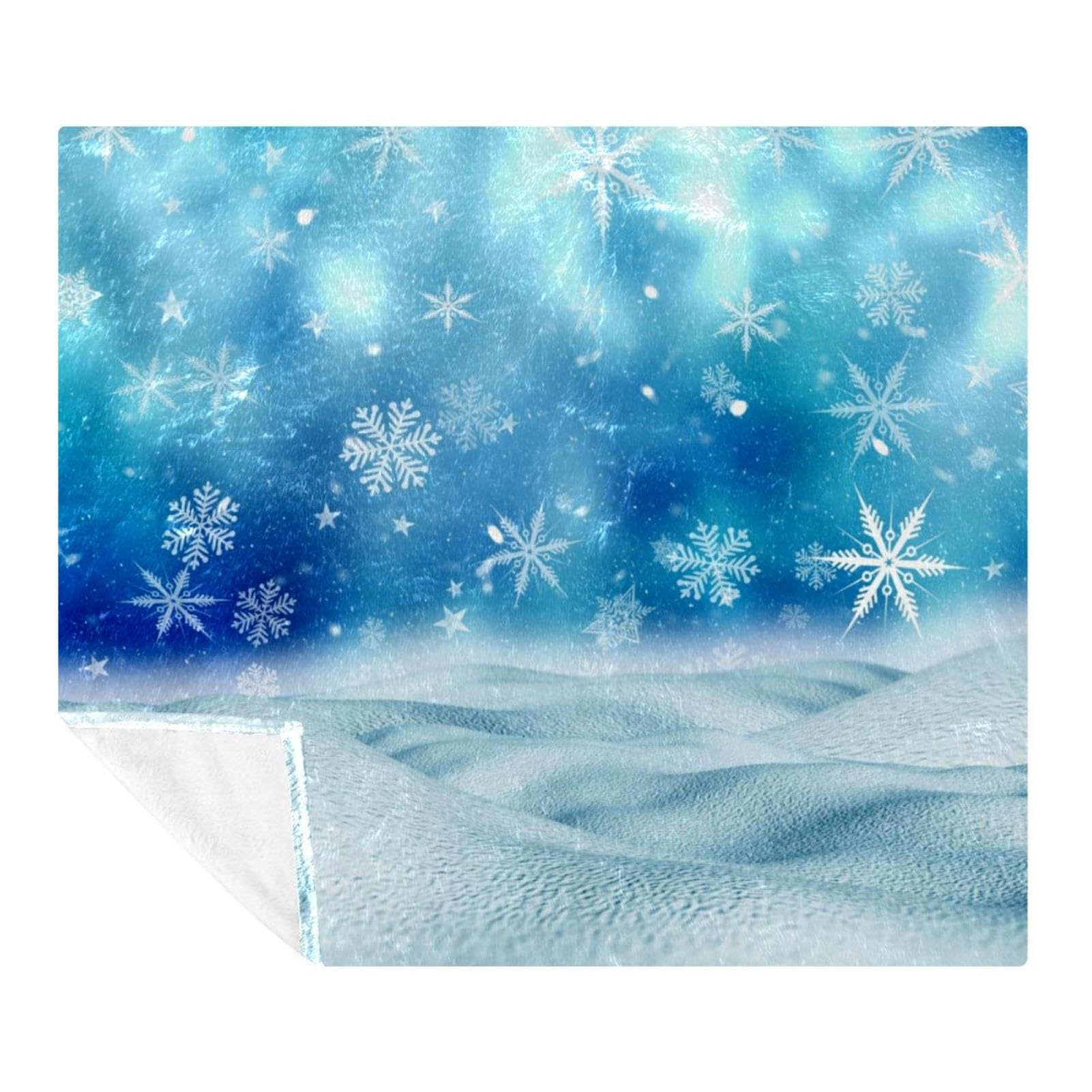 Couverture polaire microfibre légère bleu plaid flocon de neige chaud pour lit et canapé