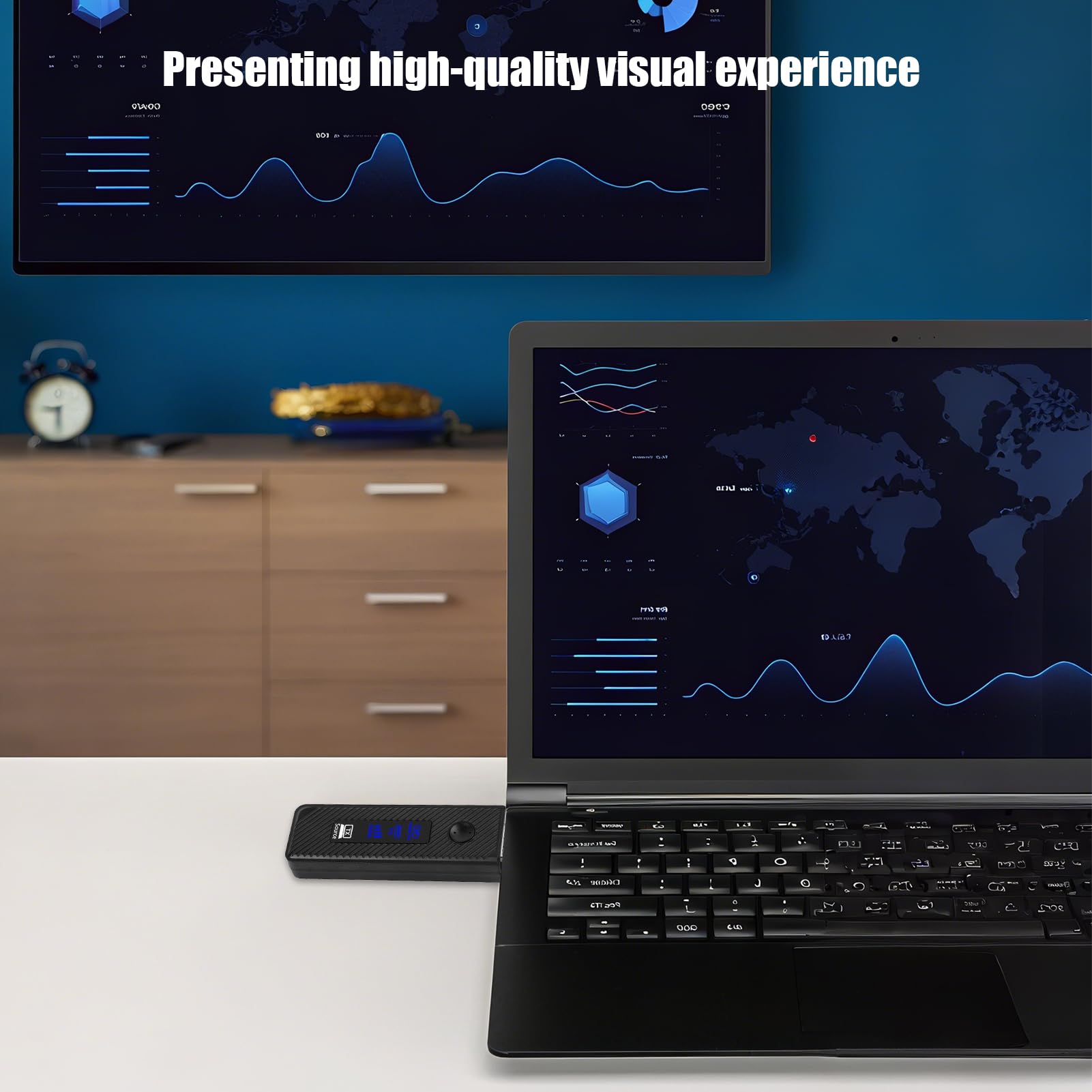 Dispositivo di trasmissione video portatile Plug & Play Ricevitore trasmettitore senza fili | Sistema di trasmissione stabile con supporto di visualizzazione per elettronica, laptop, computer, proiettori